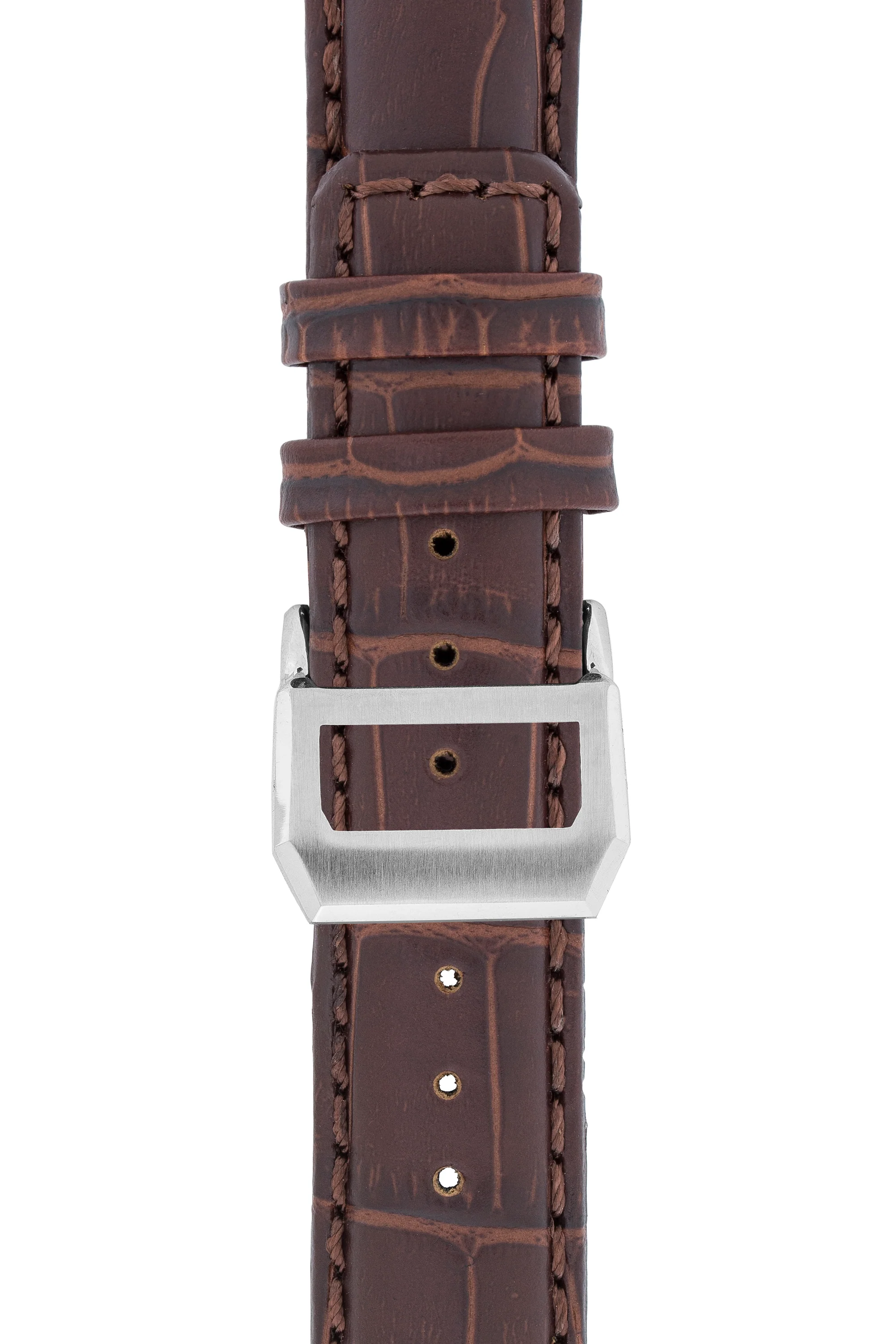 IWC-Style Alligator Embossed Leather Watch Strap in TABAC - Image 9