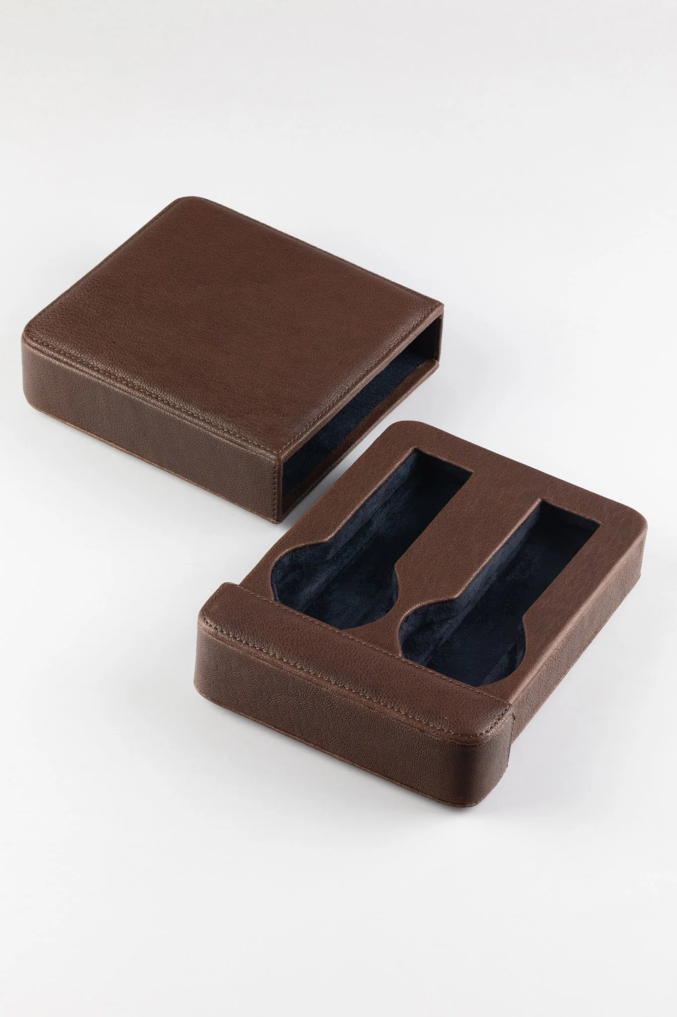 JPM 2-Watch Leather Sliding Storage Case in AGED BROWN - Image 7