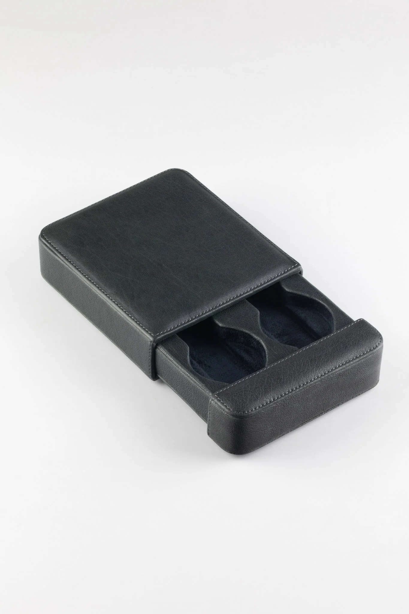 JPM 2-Watch Leather Sliding Storage Case in SPRUCE GREY - Image 10
