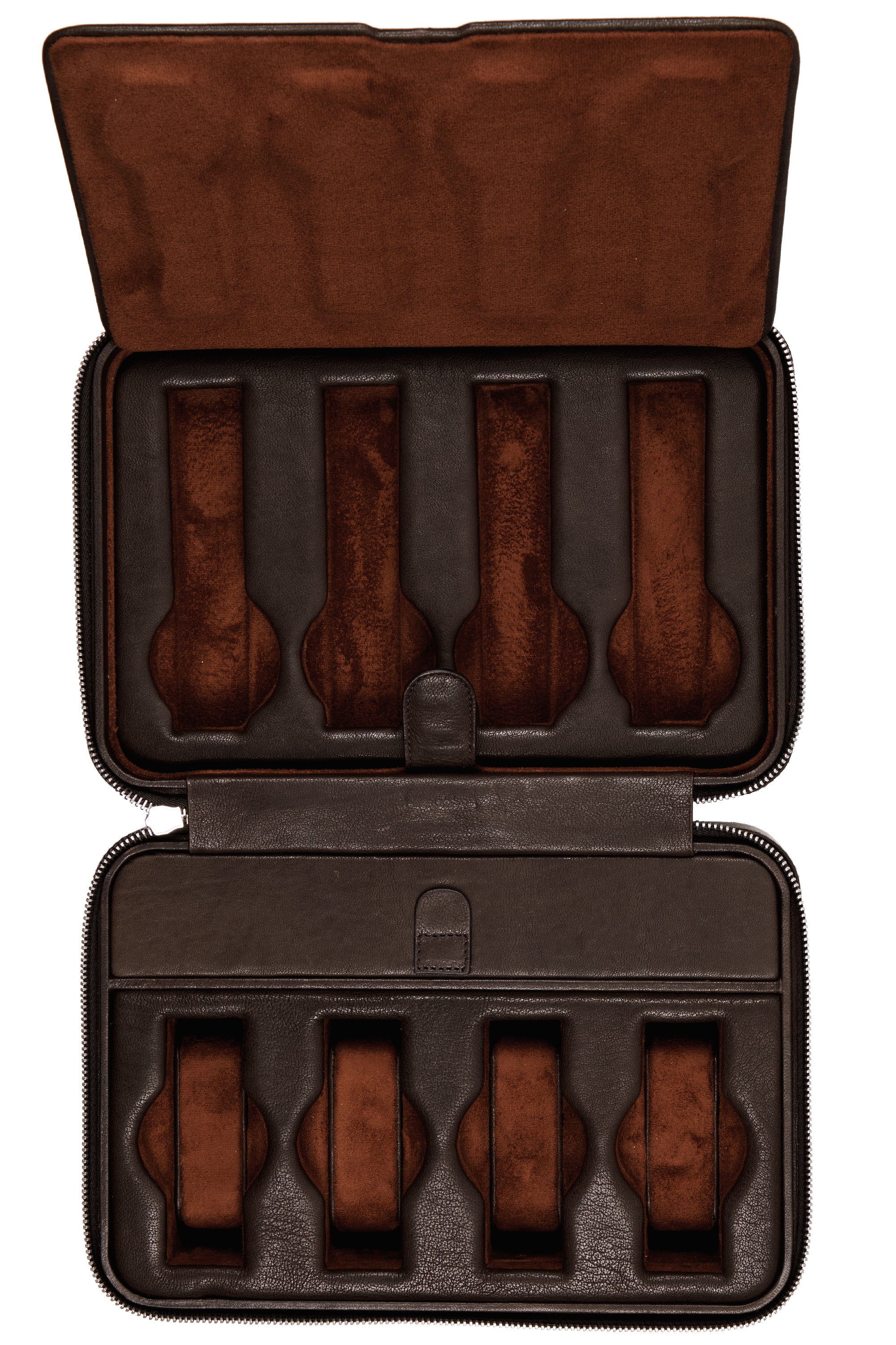 JPM 8-Watch Leather Travel Storage Case in BROWN - Image 3