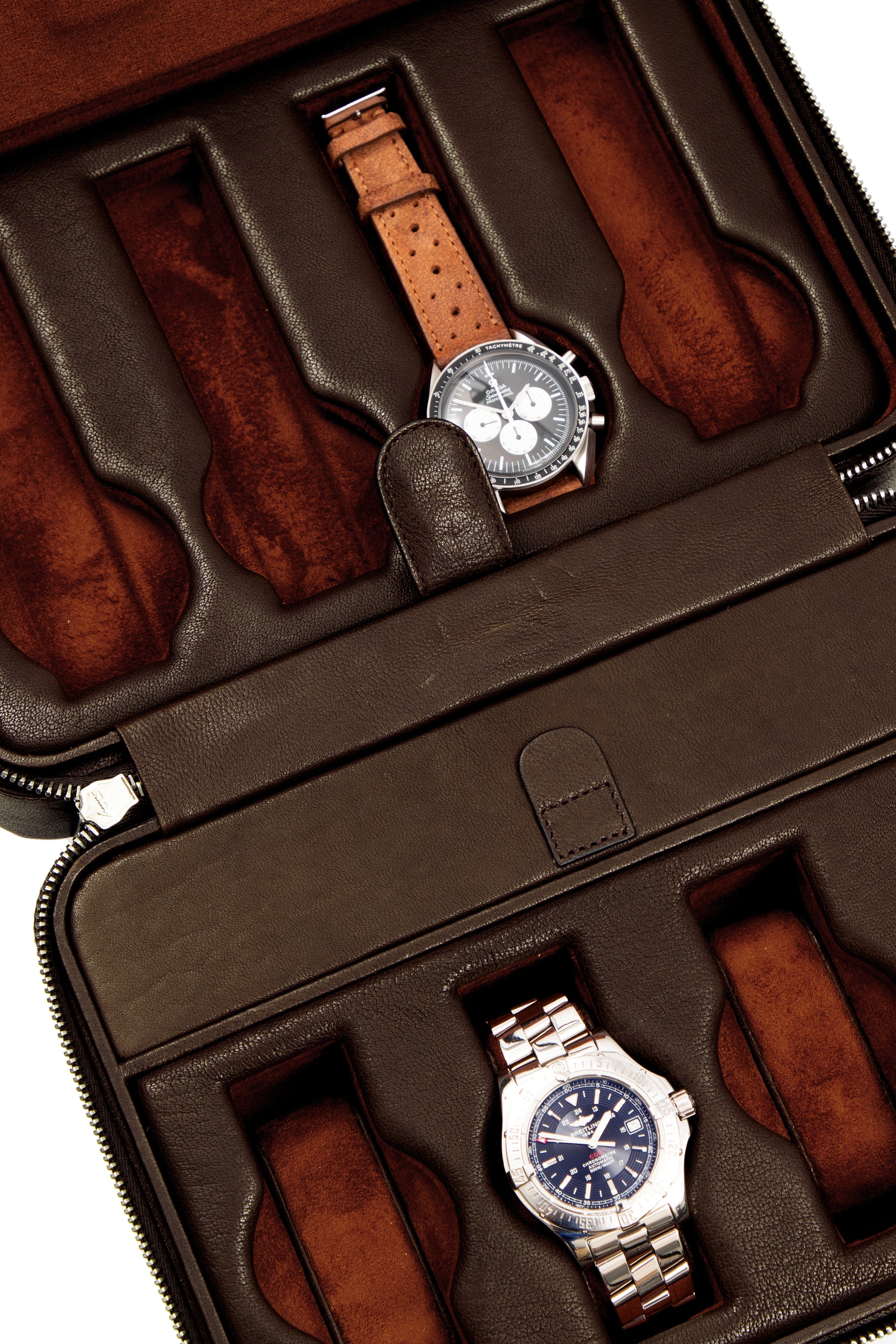 JPM 8-Watch Leather Travel Storage Case in BROWN - Image 4