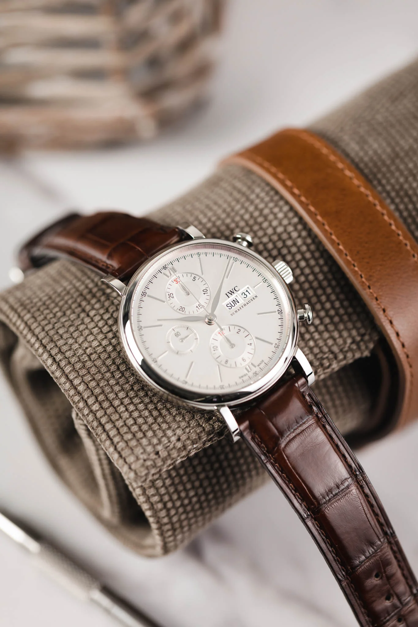 JPM Canvas Watch Roll with Suede Lining in GREY - Image 8