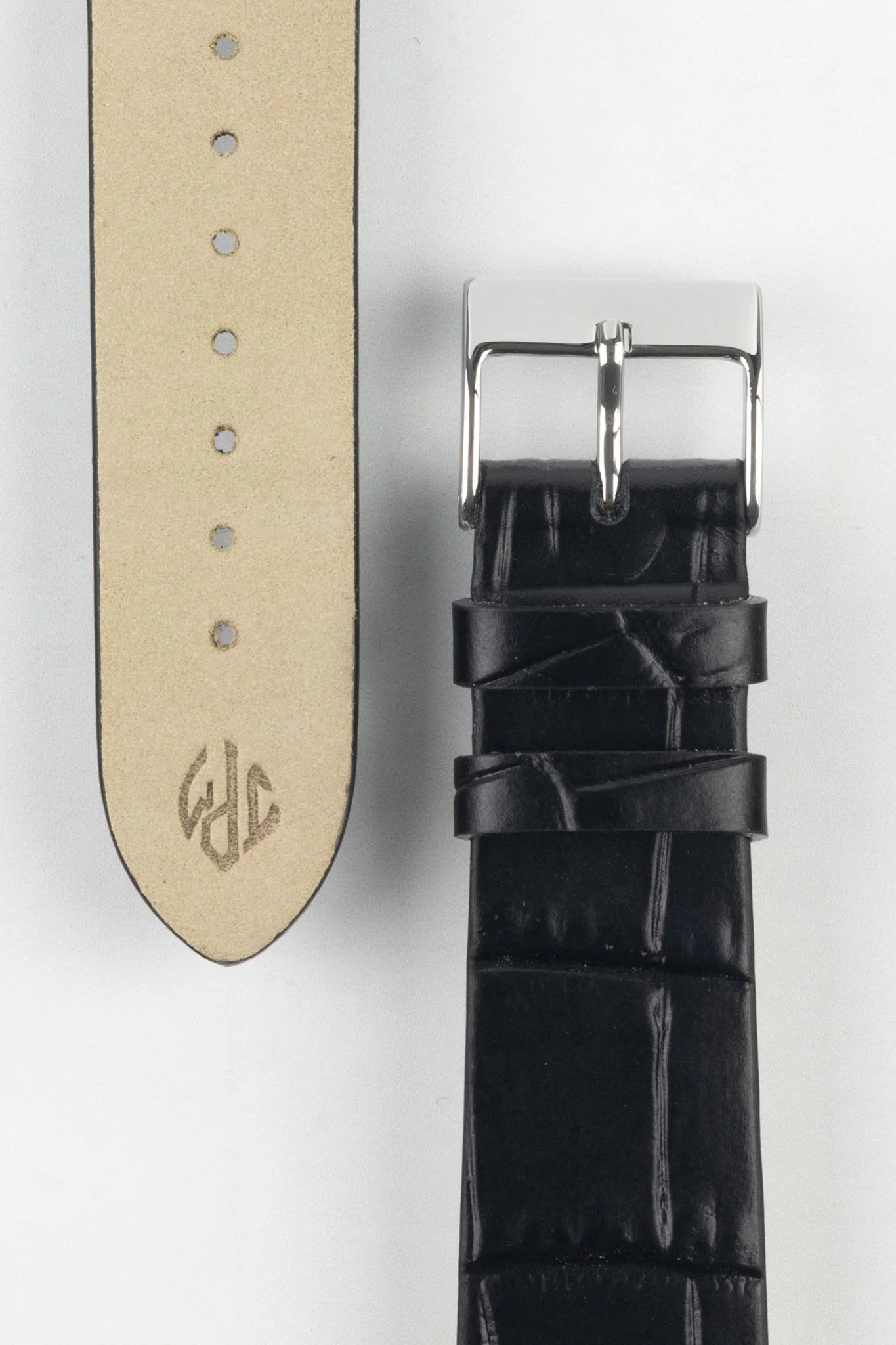 JPM Italian Alligator-Embossed Calfskin Leather Watch Strap in BLACK - Image 3