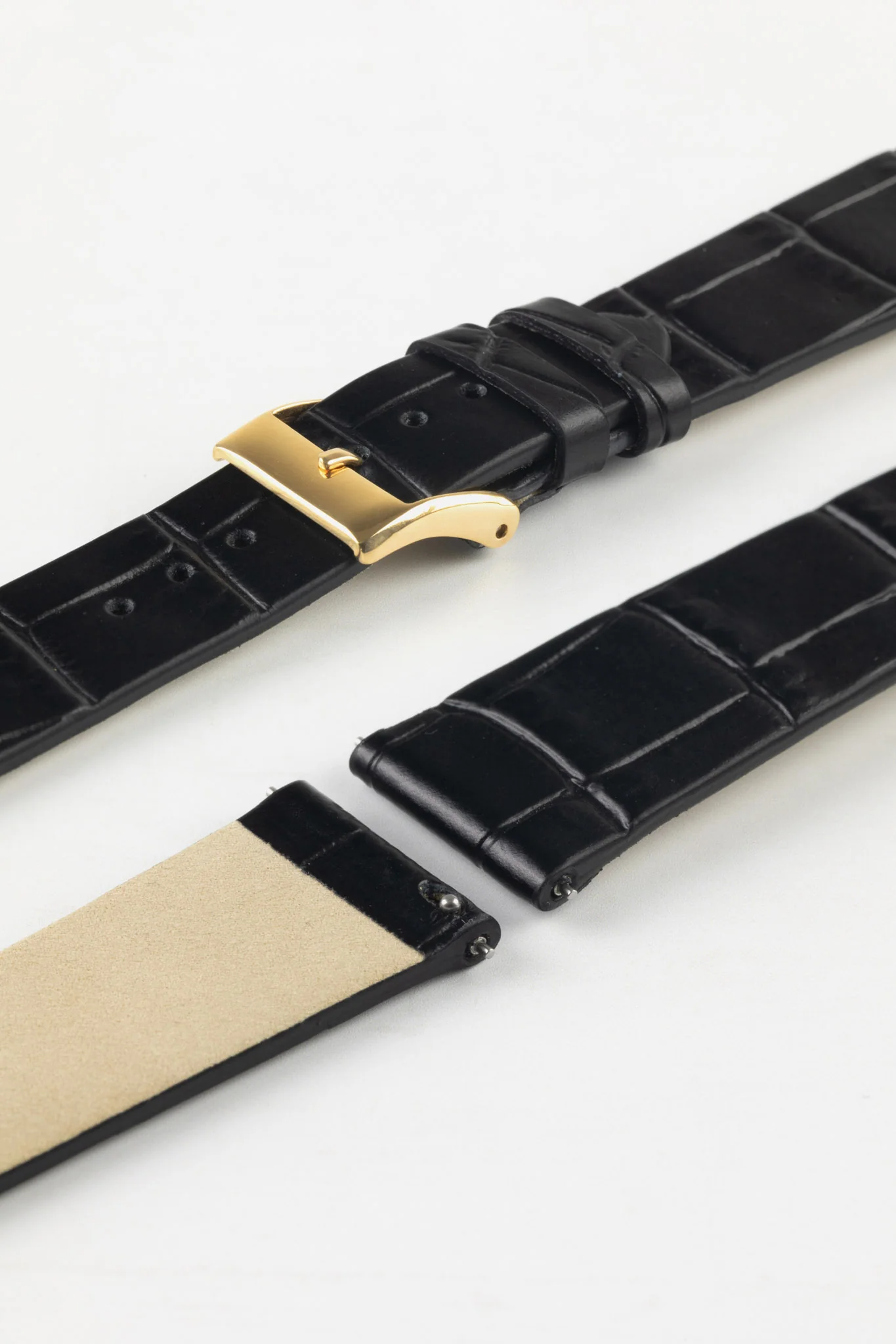 JPM Italian Alligator-Embossed Calfskin Leather Watch Strap in BLACK - Image 9