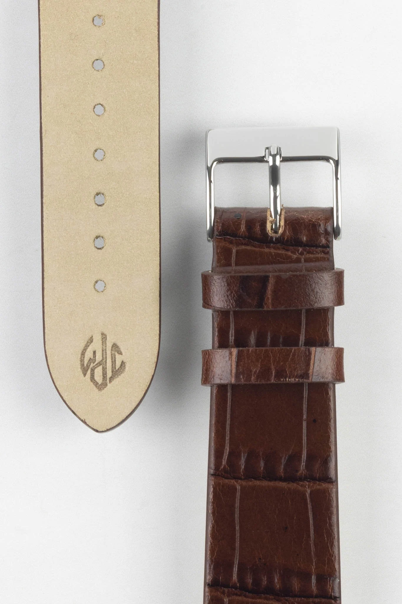 JPM Italian Alligator-Embossed Calfskin Leather Watch Strap in DARK BROWN - Image 3
