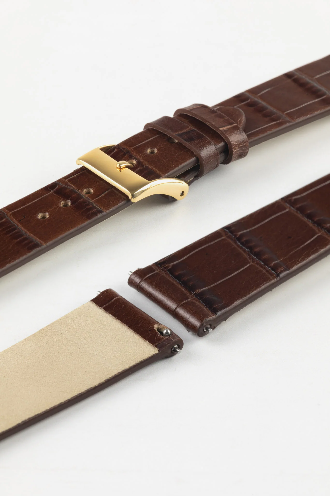 JPM Italian Alligator-Embossed Calfskin Leather Watch Strap in DARK BROWN - Image 9