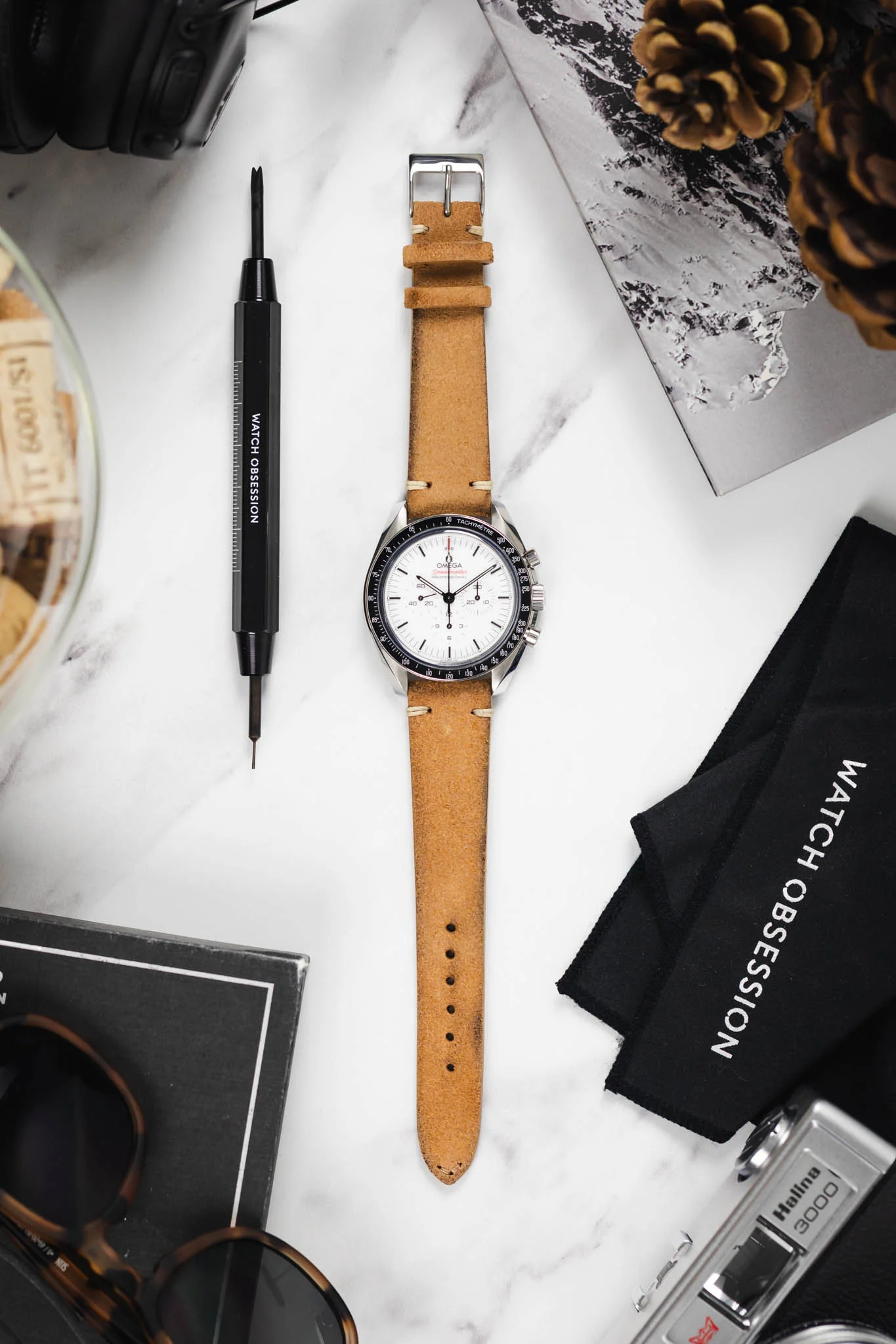 JPM Italian Distressed Tasso Leather Watch Strap in AMBER - Image 10