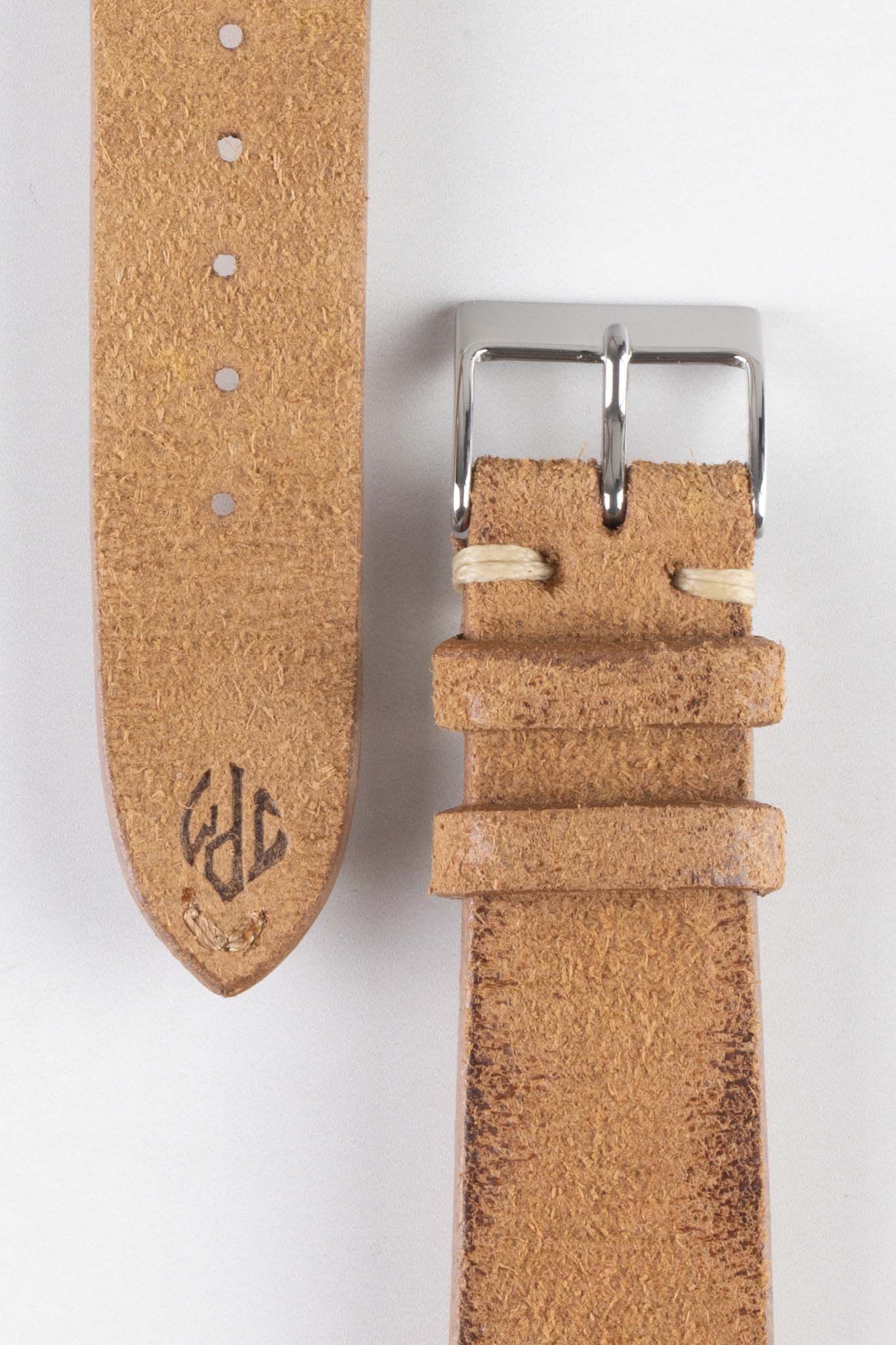 JPM Italian Distressed Tasso Leather Watch Strap in AMBER - Image 3