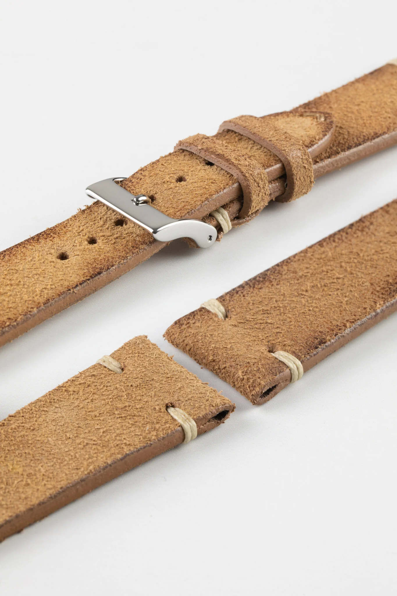 JPM Italian Distressed Tasso Leather Watch Strap in AMBER - Image 8