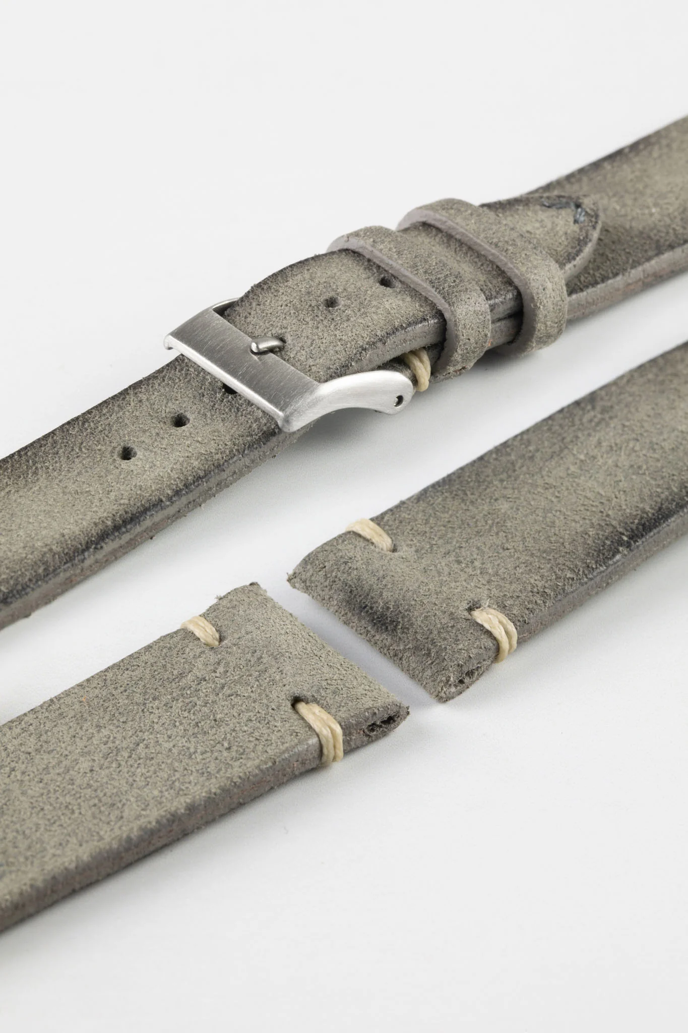 JPM Italian Distressed Tasso Leather Watch Strap in GREY - Image 6