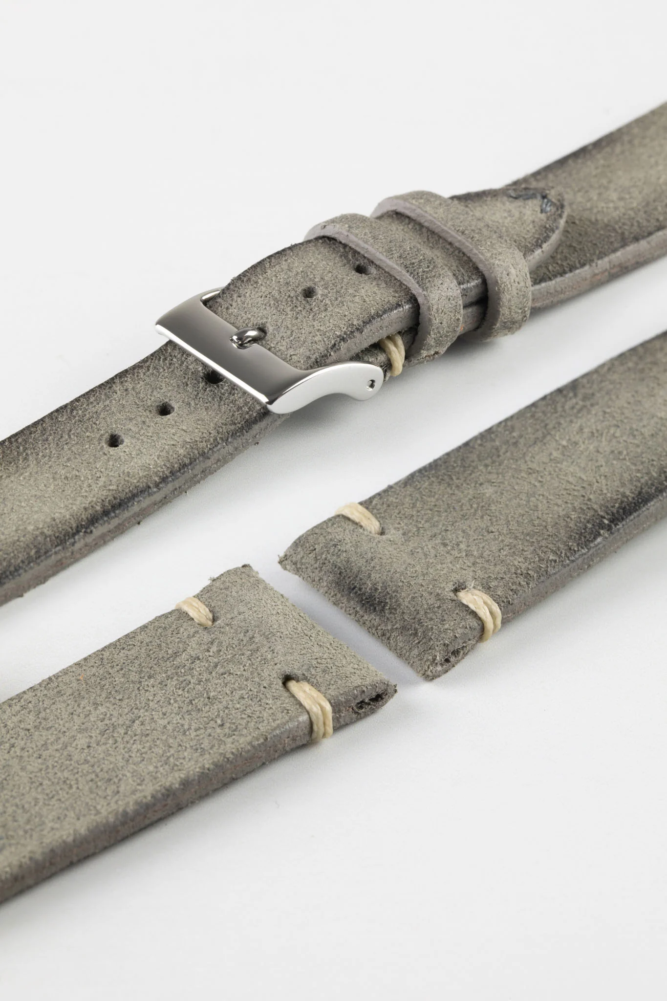 JPM Italian Distressed Tasso Leather Watch Strap in GREY - Image 7