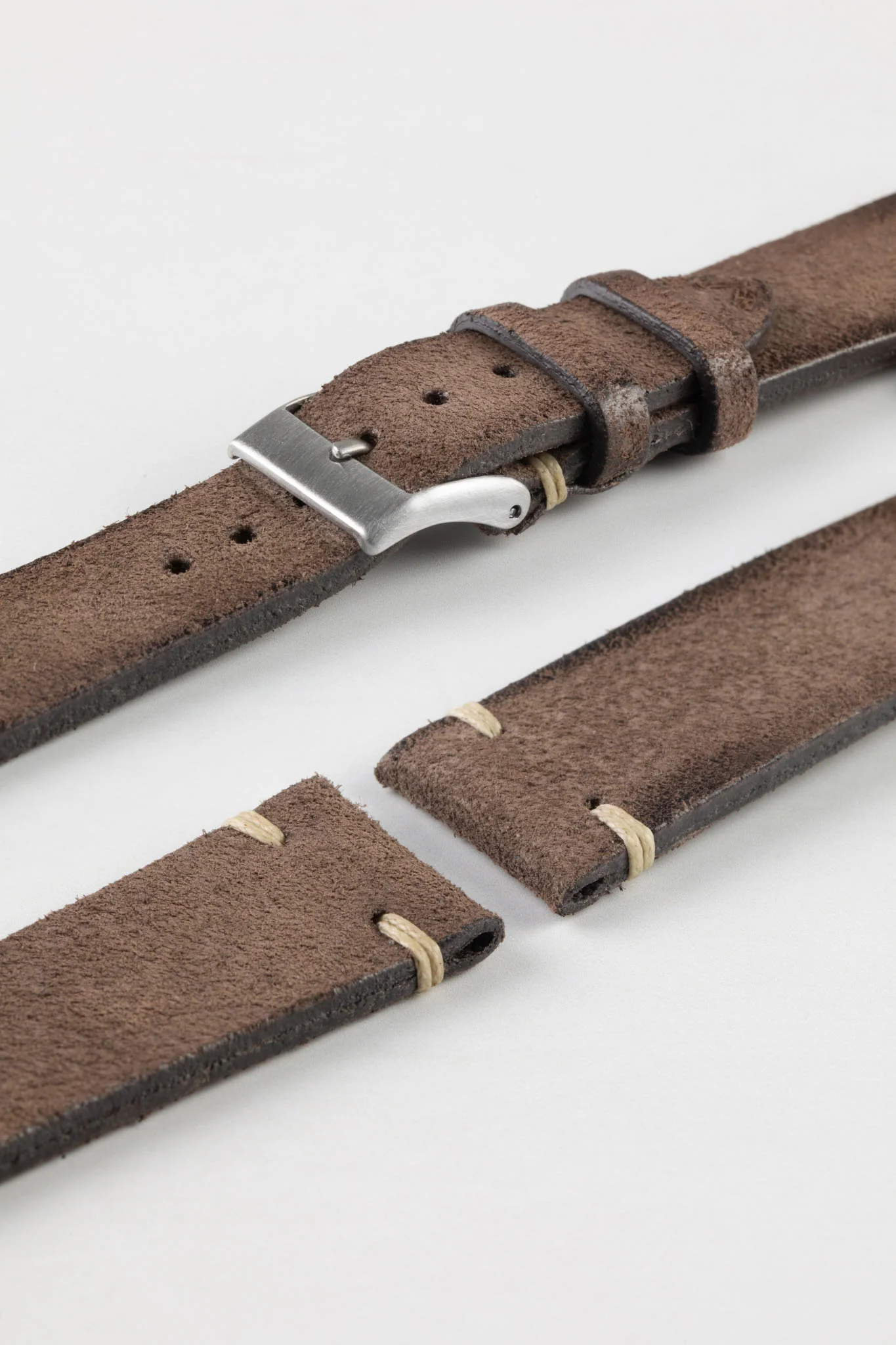 JPM Italian Distressed Tasso Leather Watch Strap in BROWN - Image 6