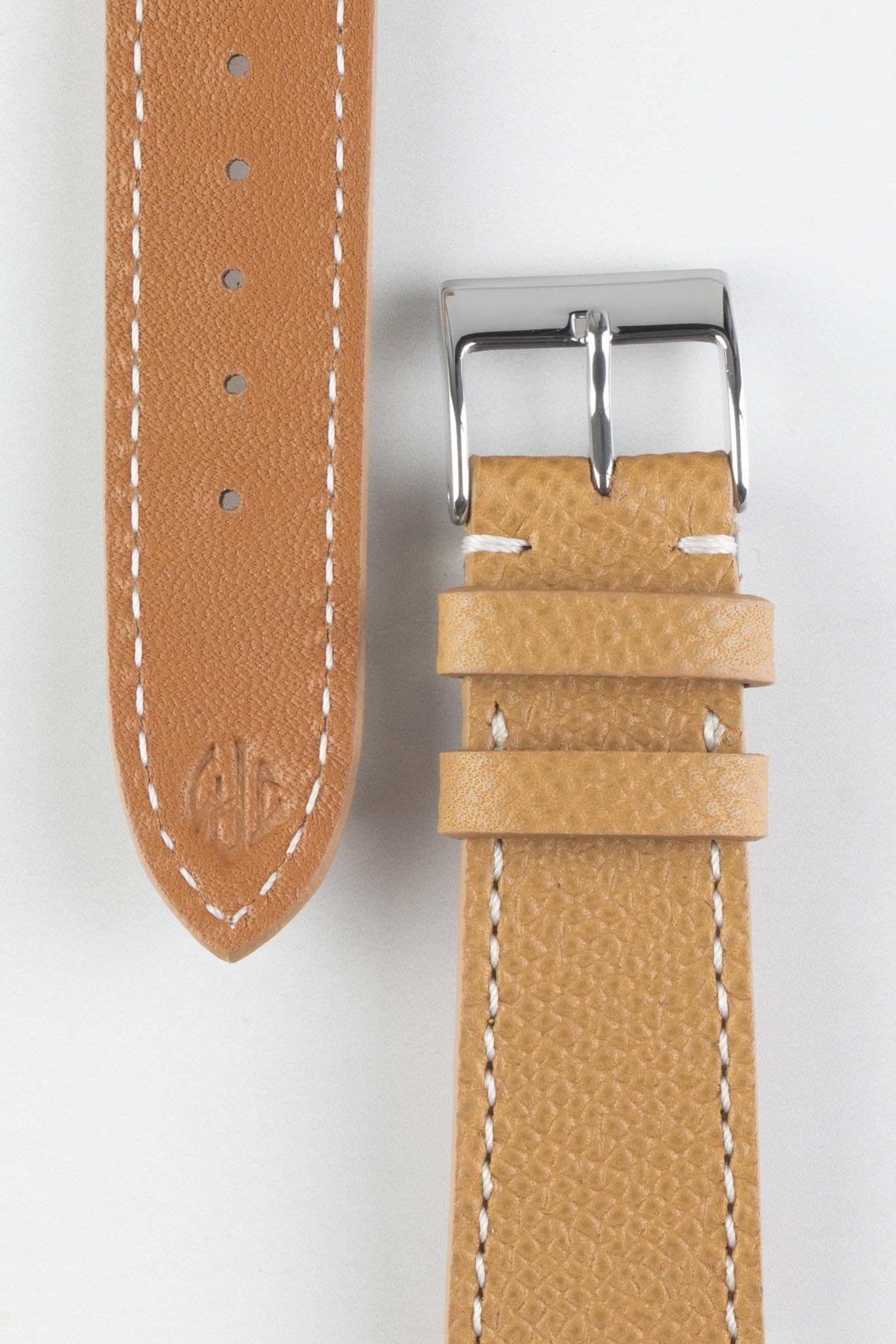 JPM Italian Elegant Print Leather Watch Strap in BEIGE - Image 3
