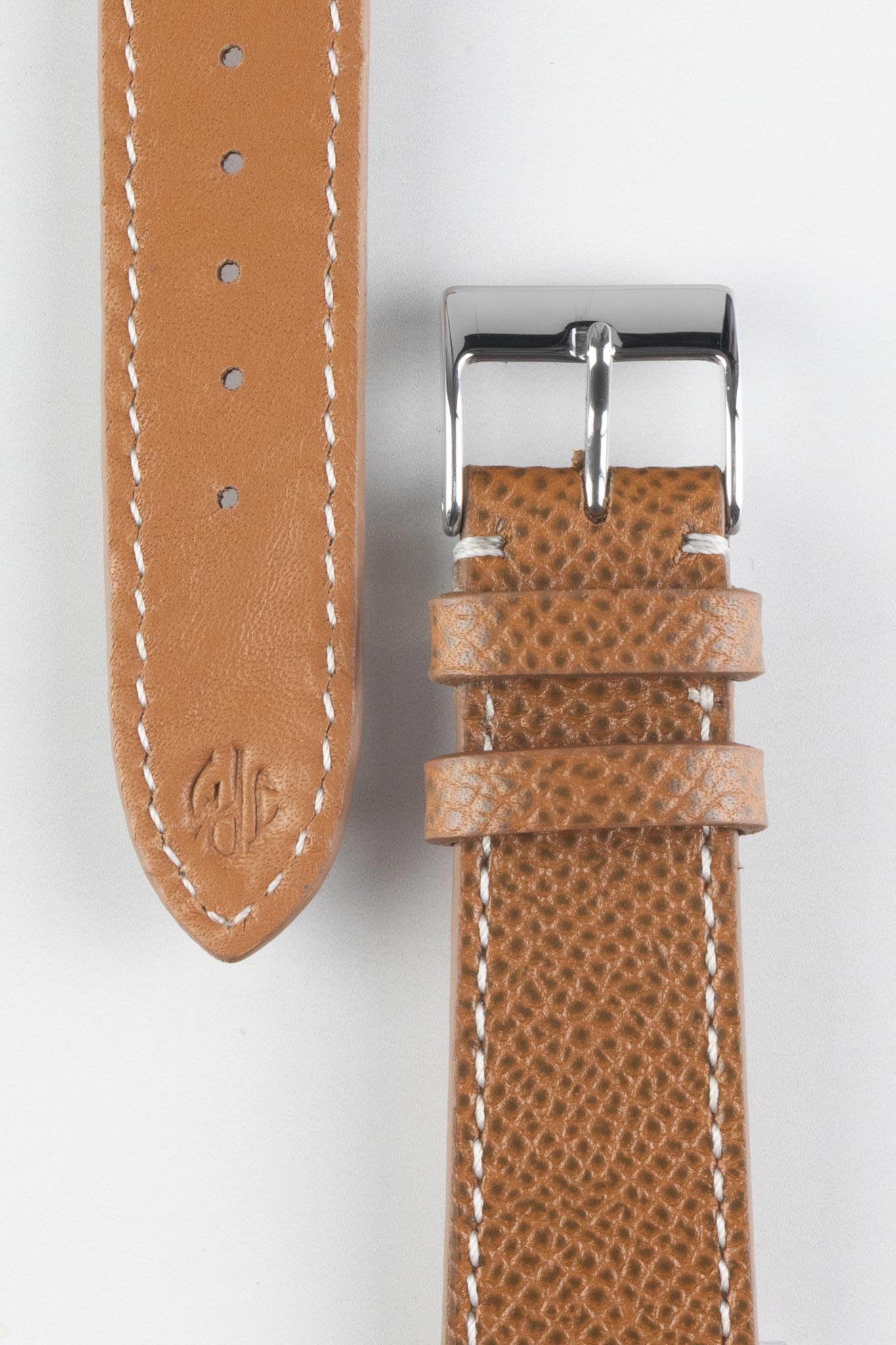 JPM Italian Elegant Print Leather Watch Strap in BROWN - Image 3