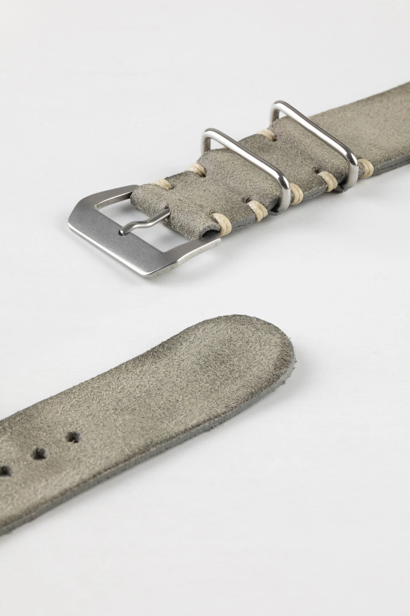 JPM Italian Leather One-Piece Watch Strap in TASSO GREY - Image 6