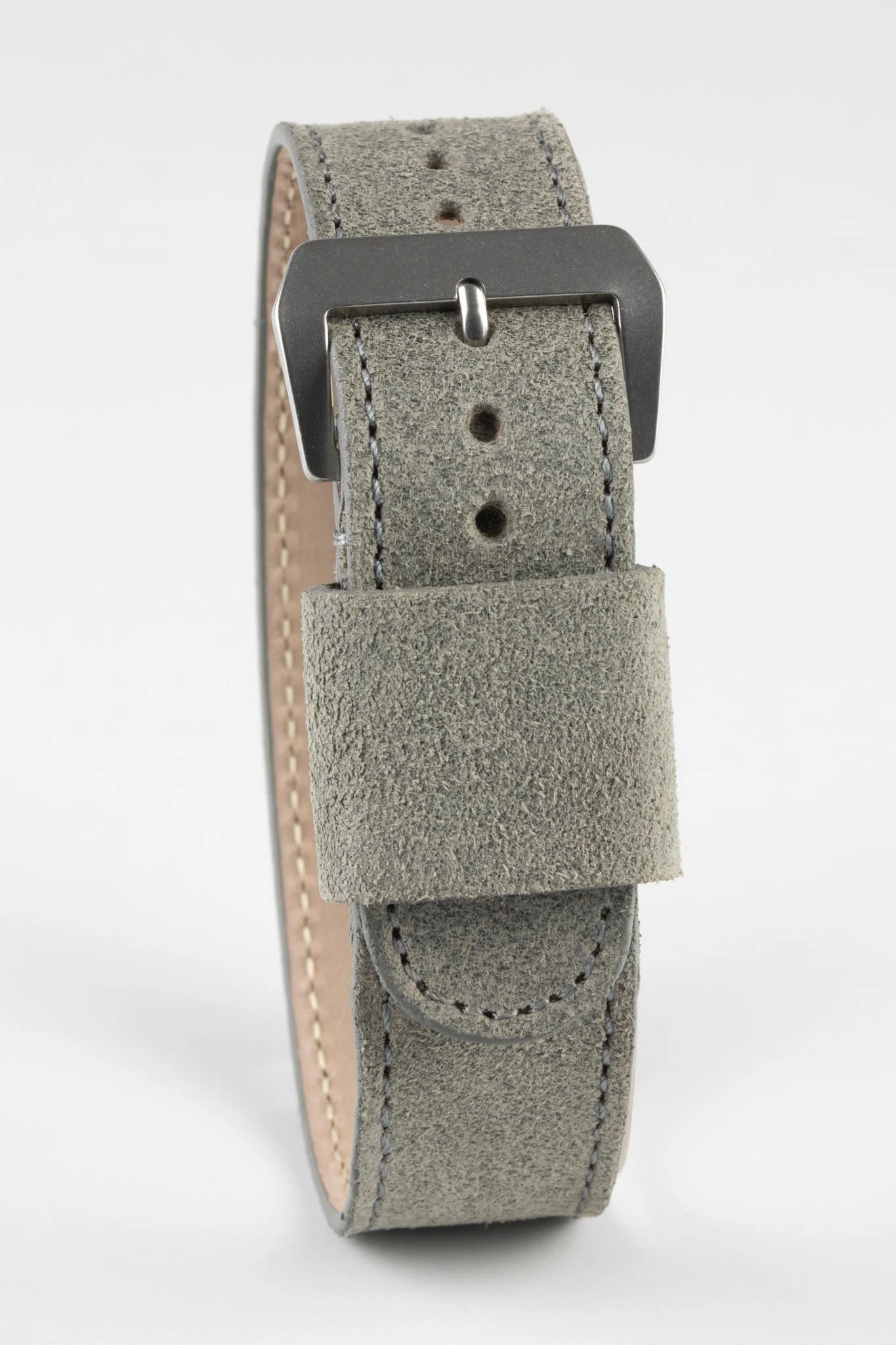 JPM Italian Leather One-Piece Watch Strap in TASSO GREY with Single Leather Keeper - Image 5