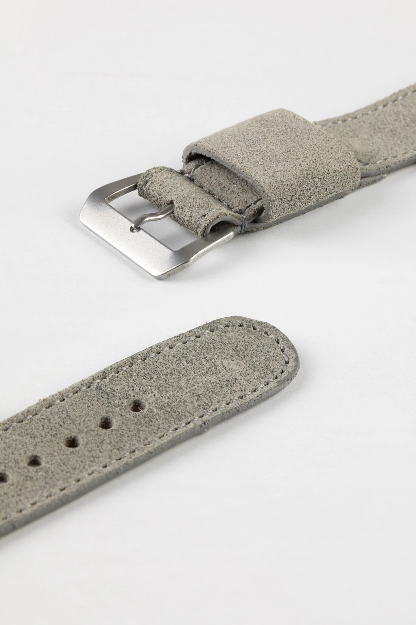 JPM Italian Leather One-Piece Watch Strap in TASSO GREY with Single Leather Keeper - Image 7