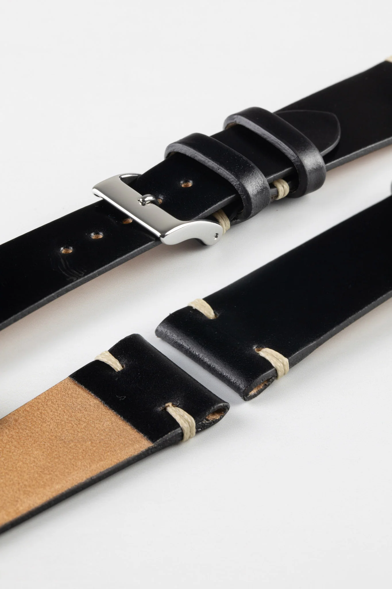 JPM Italian Shell Cordovan Watch Strap in BLACK - Image 7