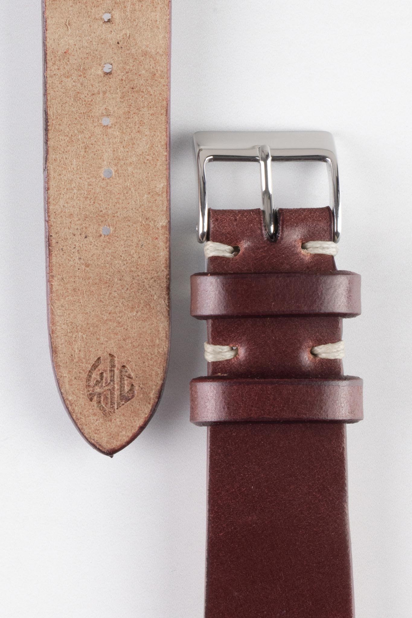 JPM Italian Shell Cordovan Watch Strap in BURGUNDY - Image 3