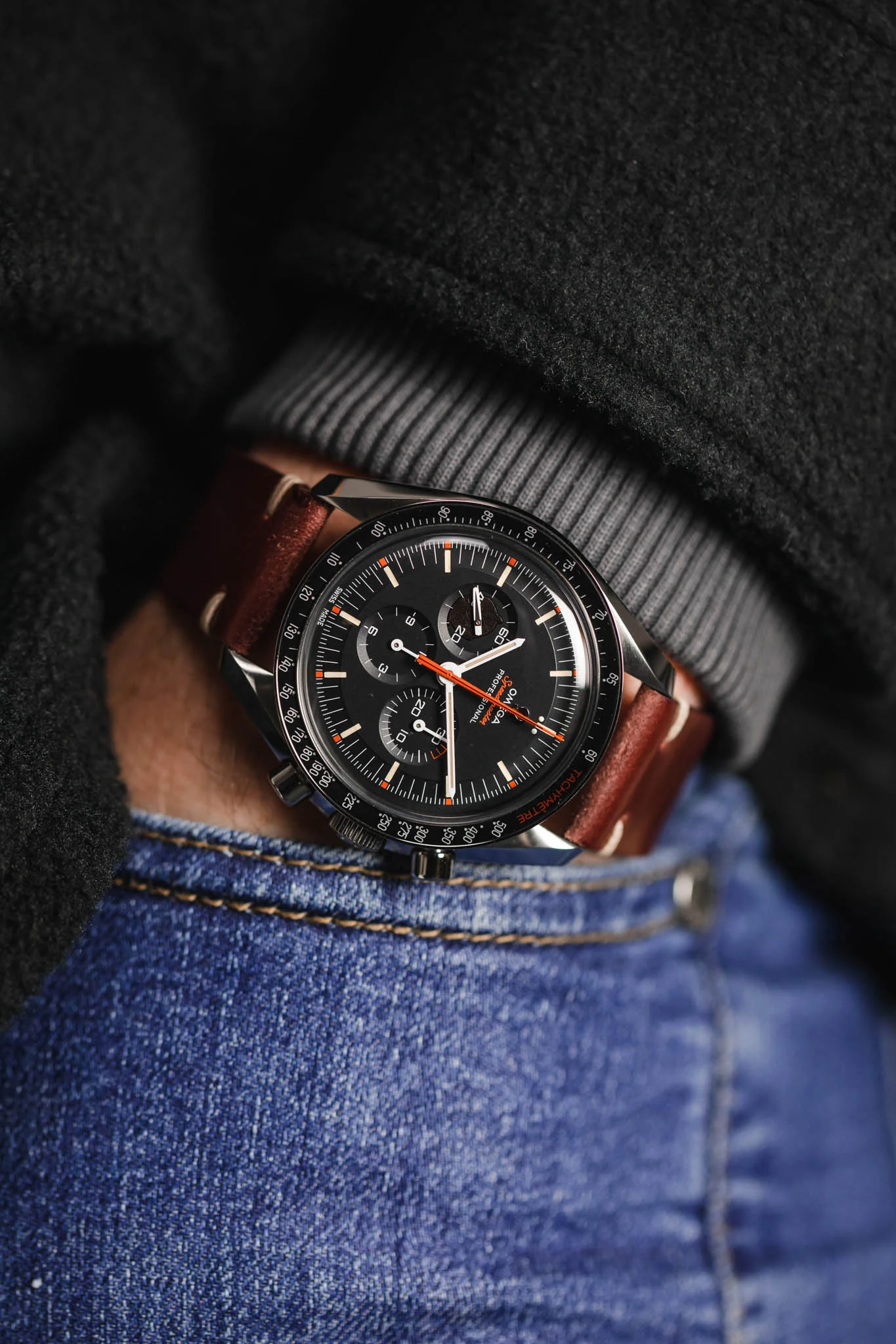 JPM Italian Shell Cordovan Watch Strap in BURGUNDY - Image 4