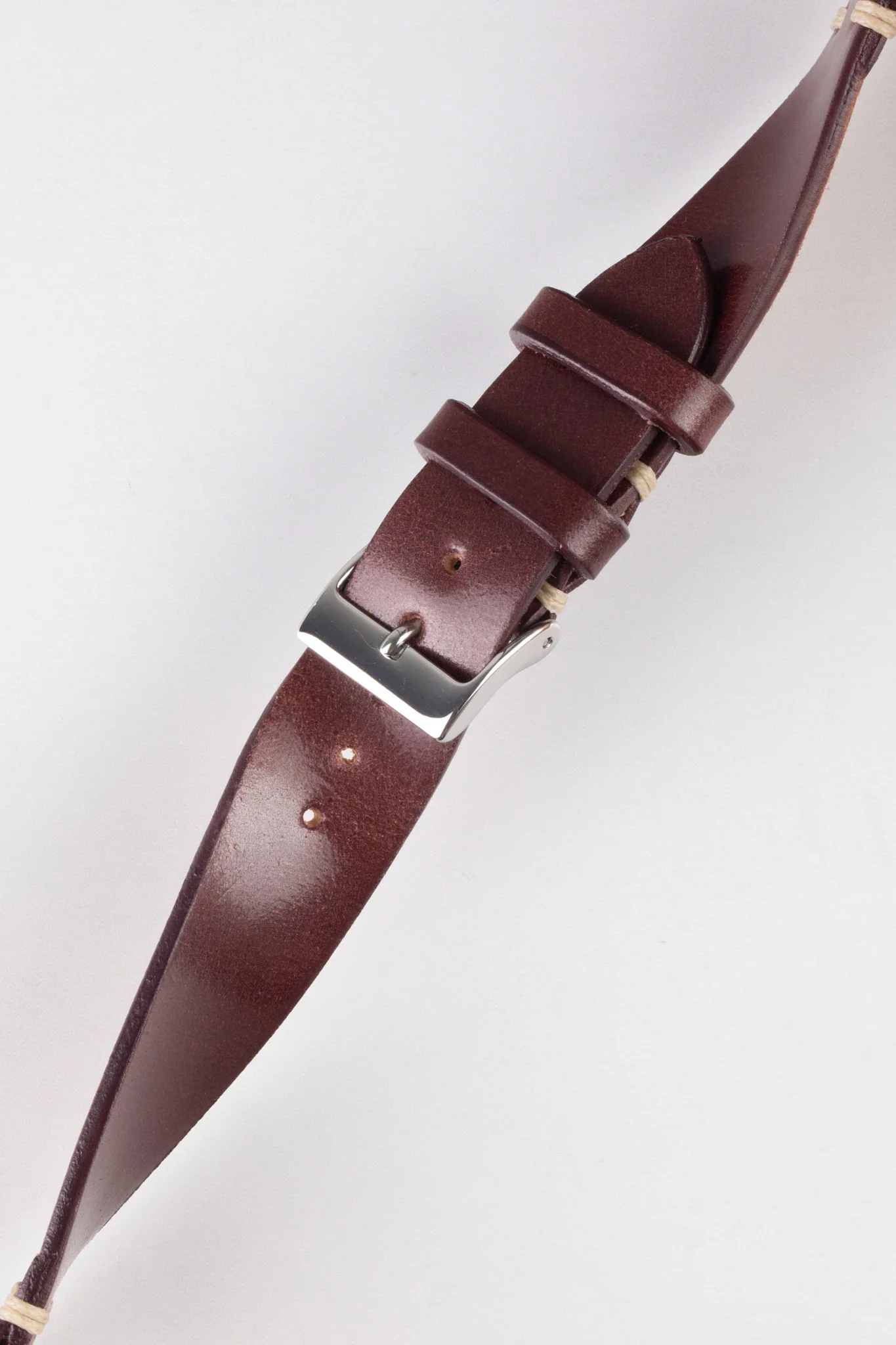 JPM Italian Shell Cordovan Watch Strap in BURGUNDY - Image 5