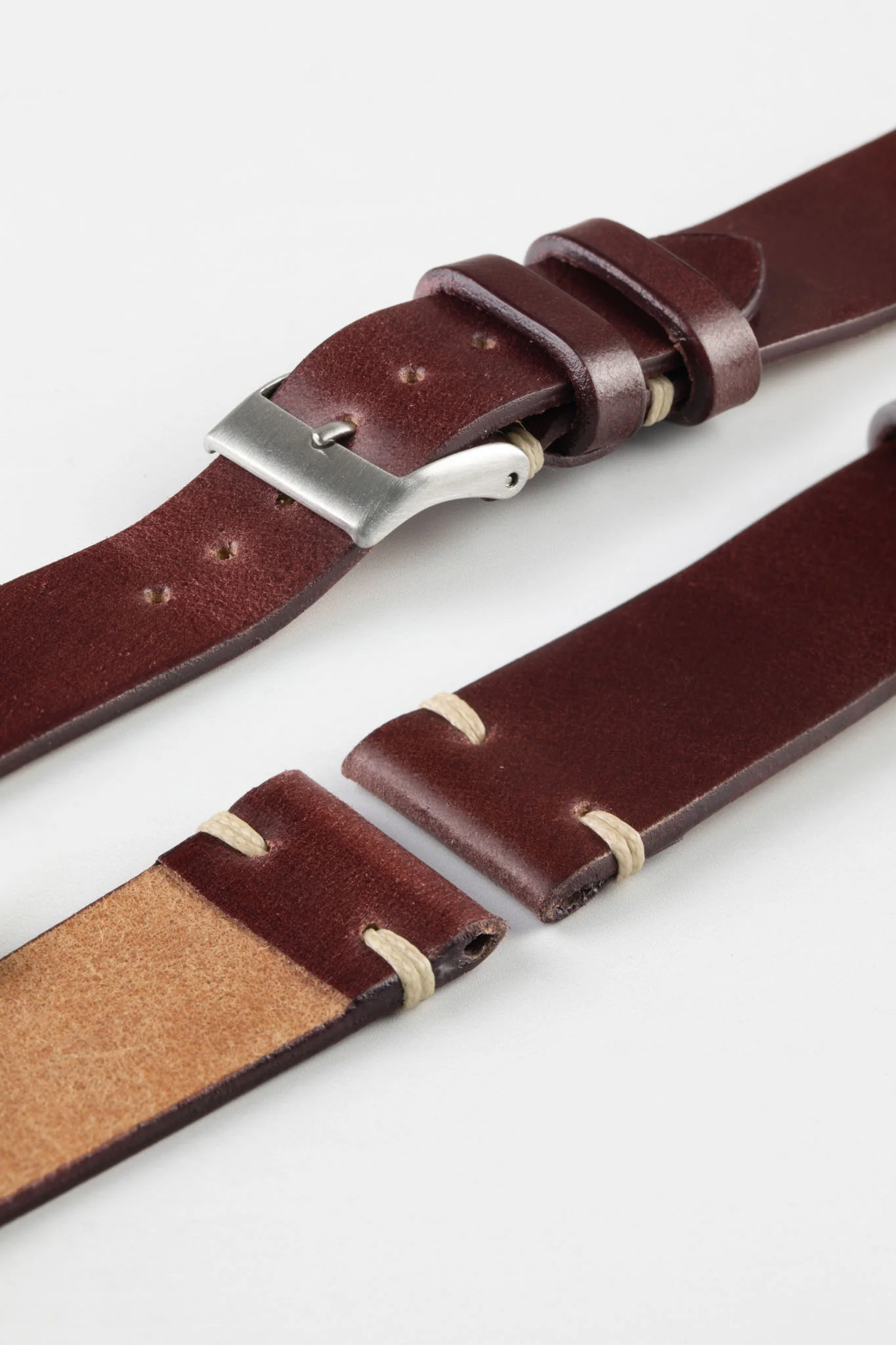 JPM Italian Shell Cordovan Watch Strap in BURGUNDY - Image 6