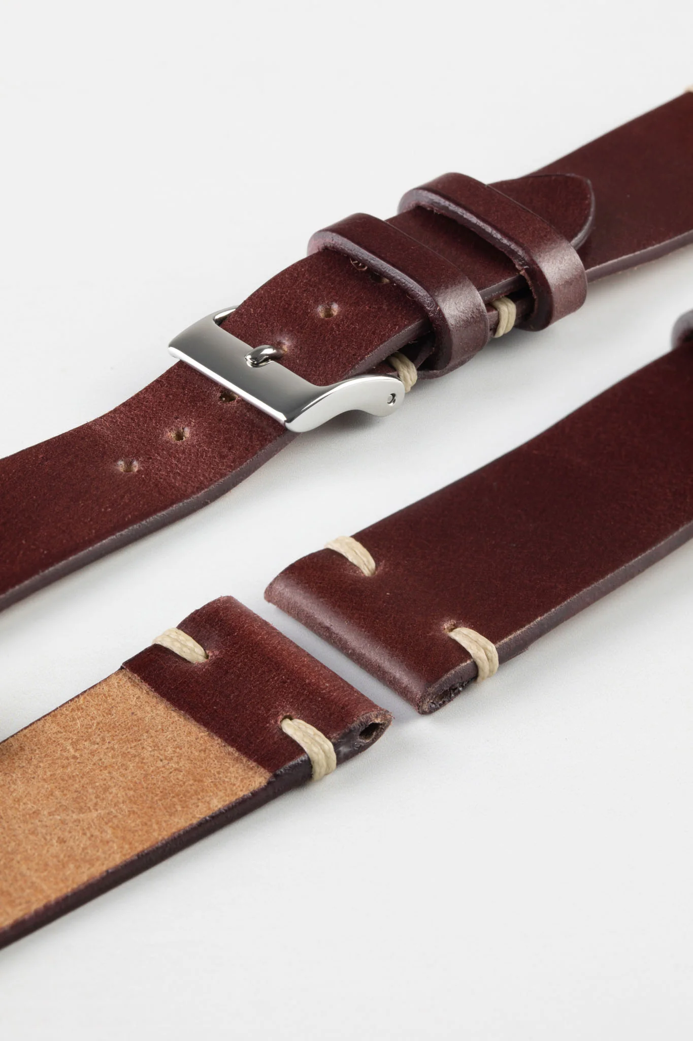 JPM Italian Shell Cordovan Watch Strap in BURGUNDY - Image 7