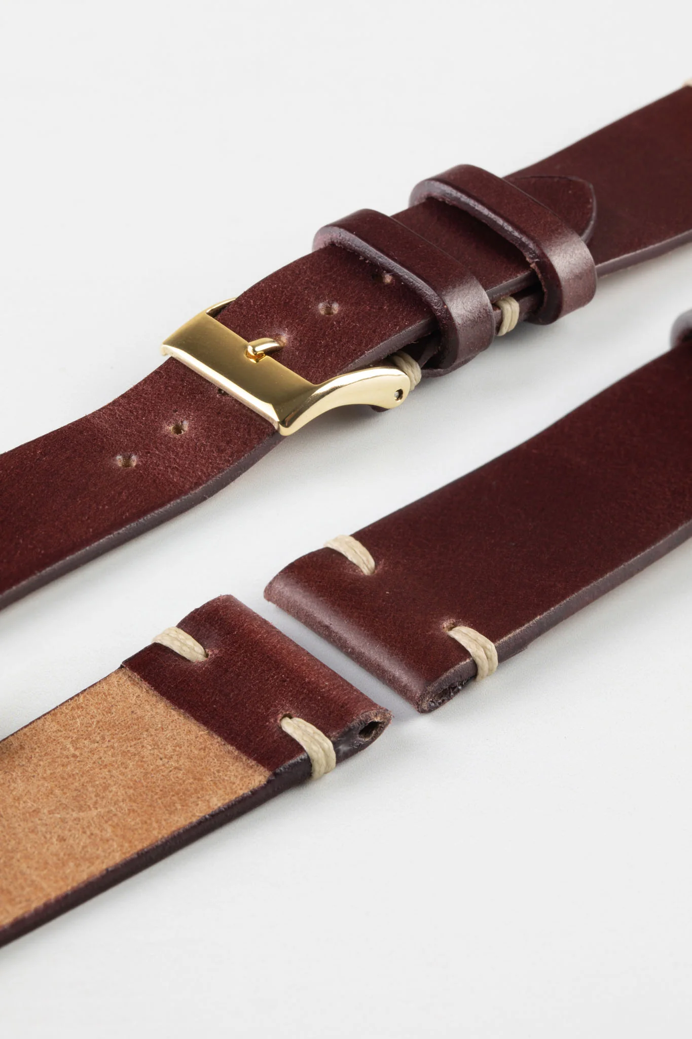 JPM Italian Shell Cordovan Watch Strap in BURGUNDY - Image 8