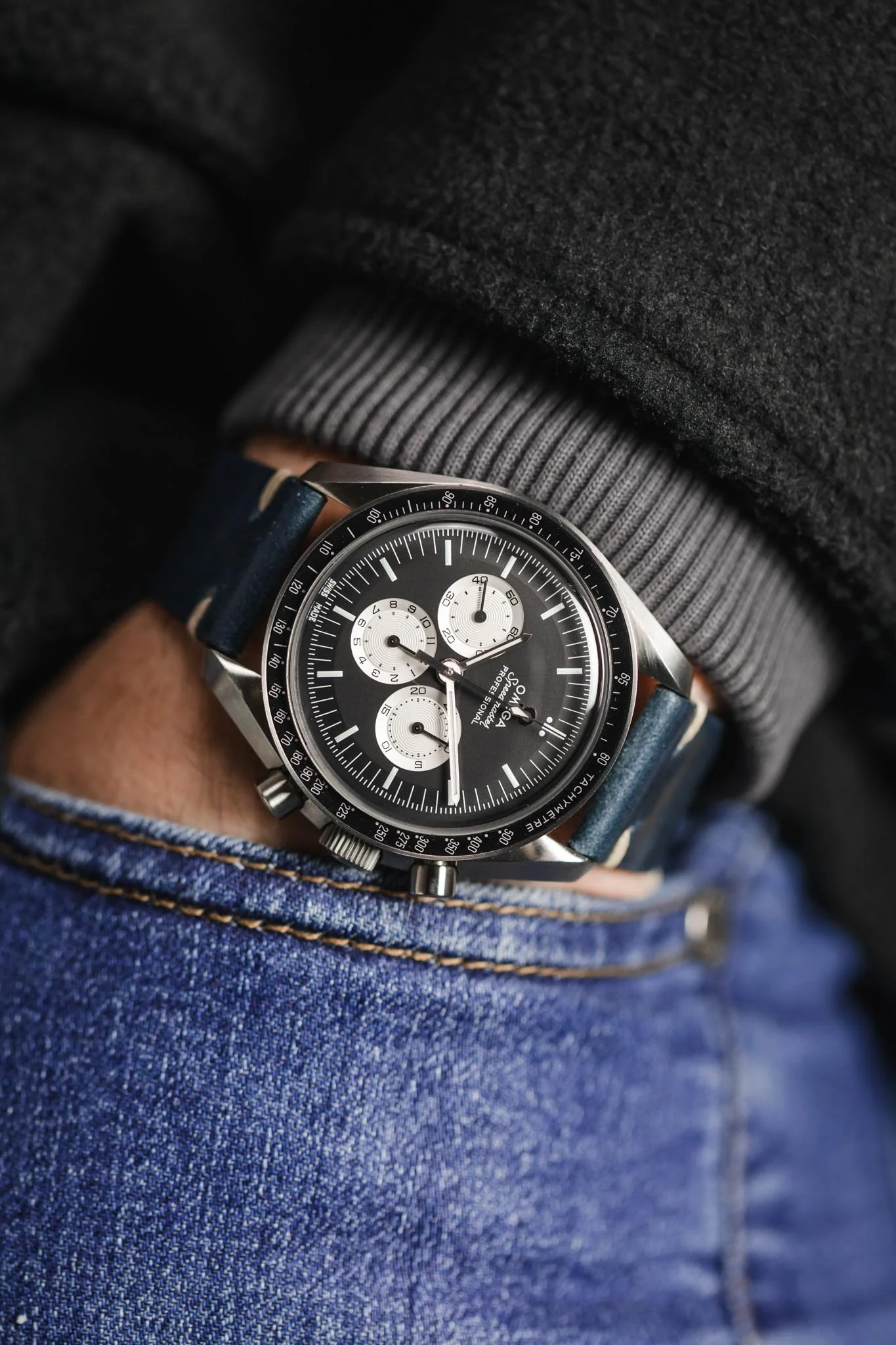 JPM Italian Shell Cordovan Watch Strap in DARK BLUE - Image 4