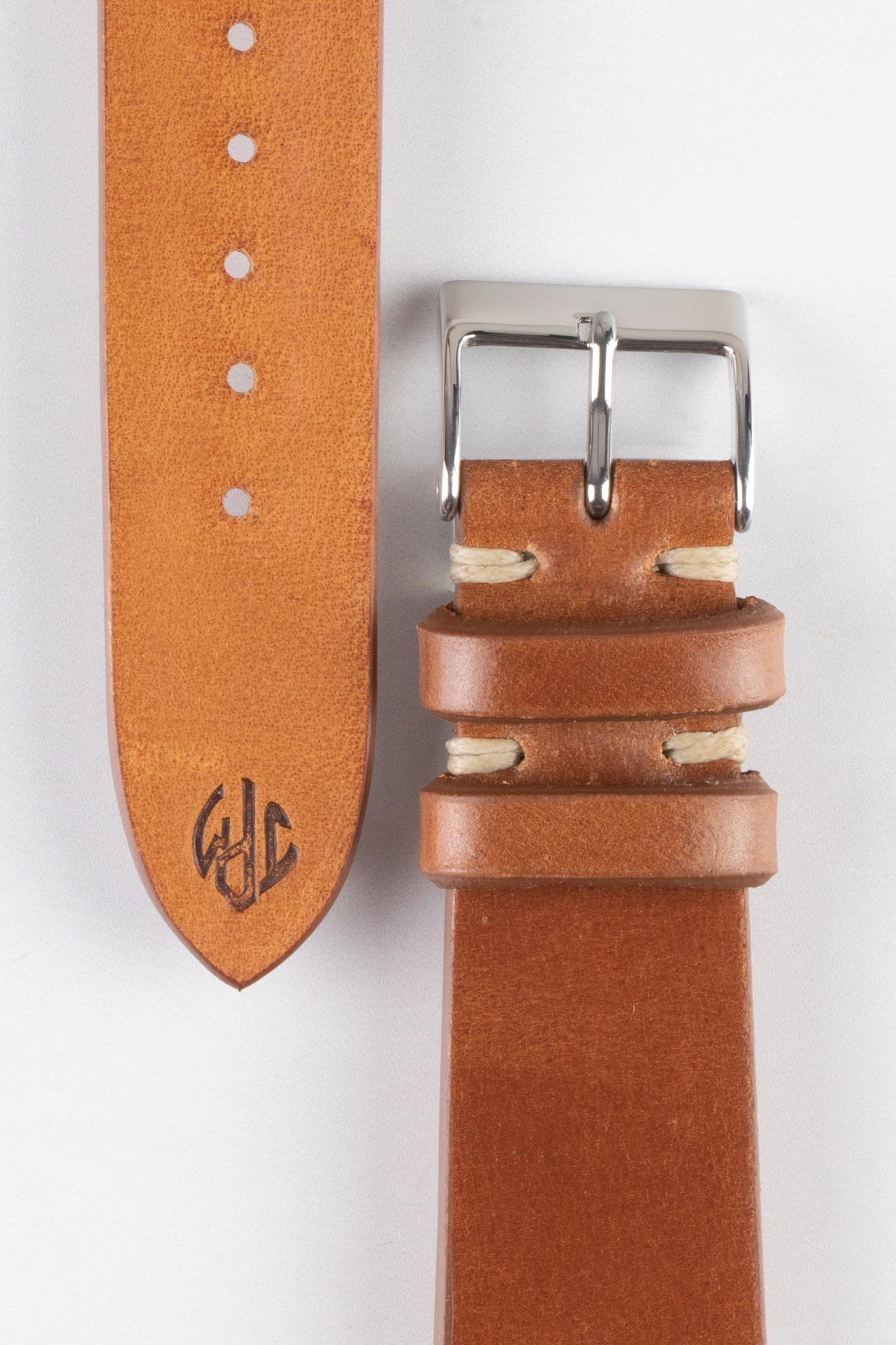 JPM Italian Shell Cordovan Watch Strap in GOLD BROWN - Image 3