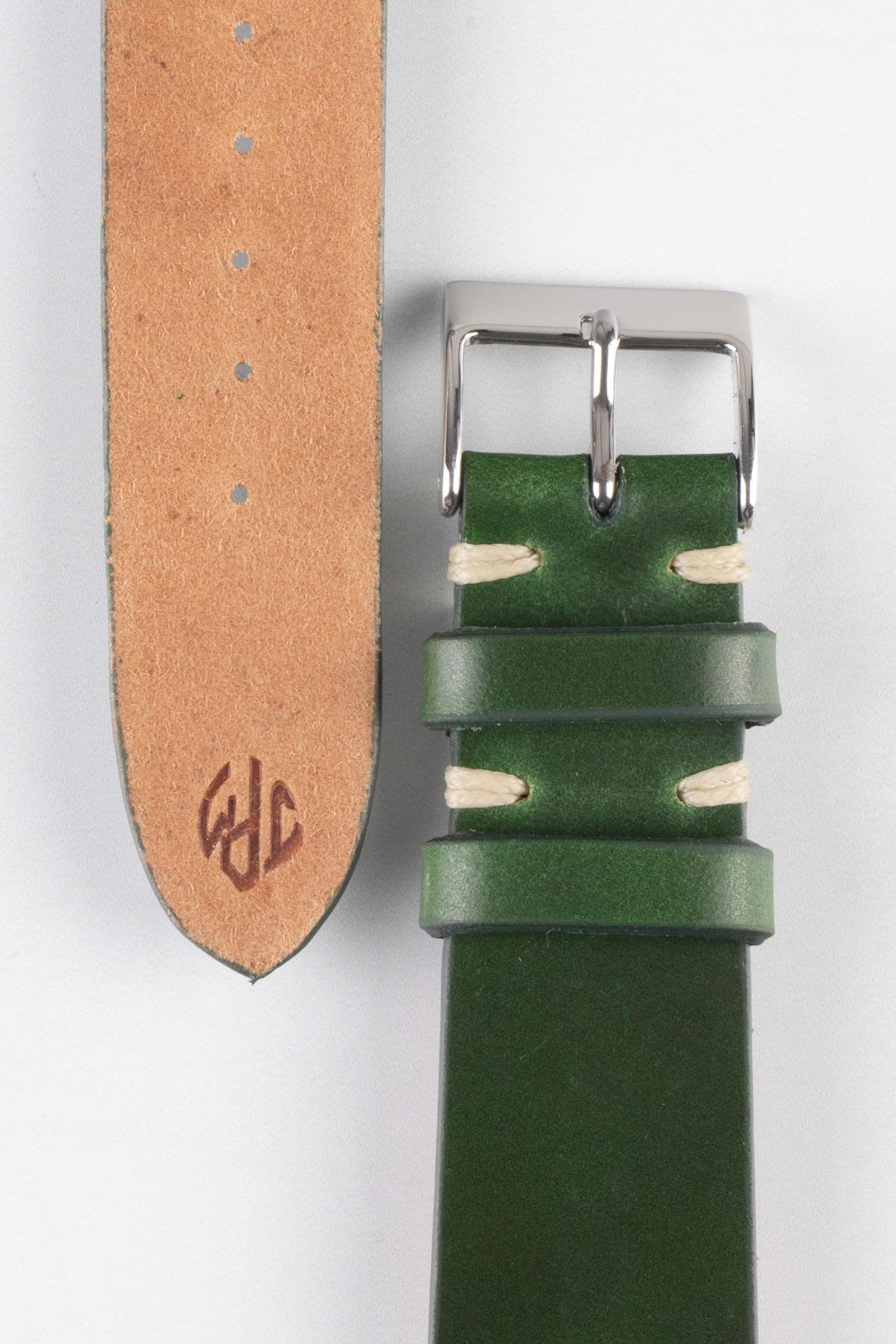 JPM Italian Shell Cordovan Watch Strap in GREEN - Image 3