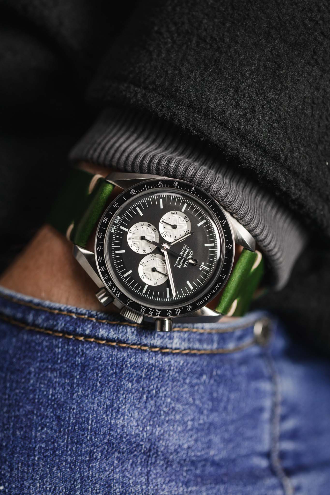 JPM Italian Shell Cordovan Watch Strap in GREEN - Image 4