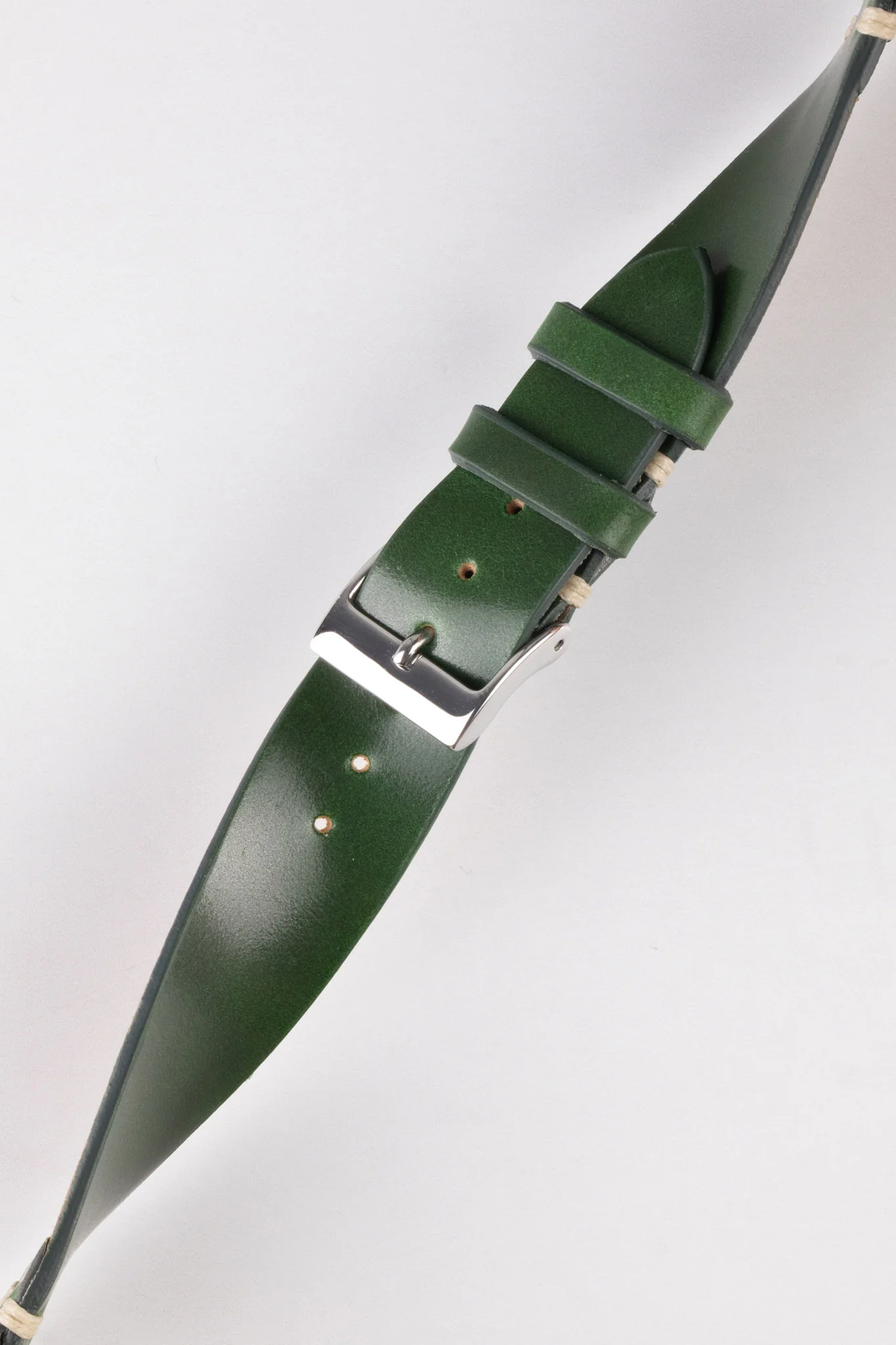 JPM Italian Shell Cordovan Watch Strap in GREEN - Image 5
