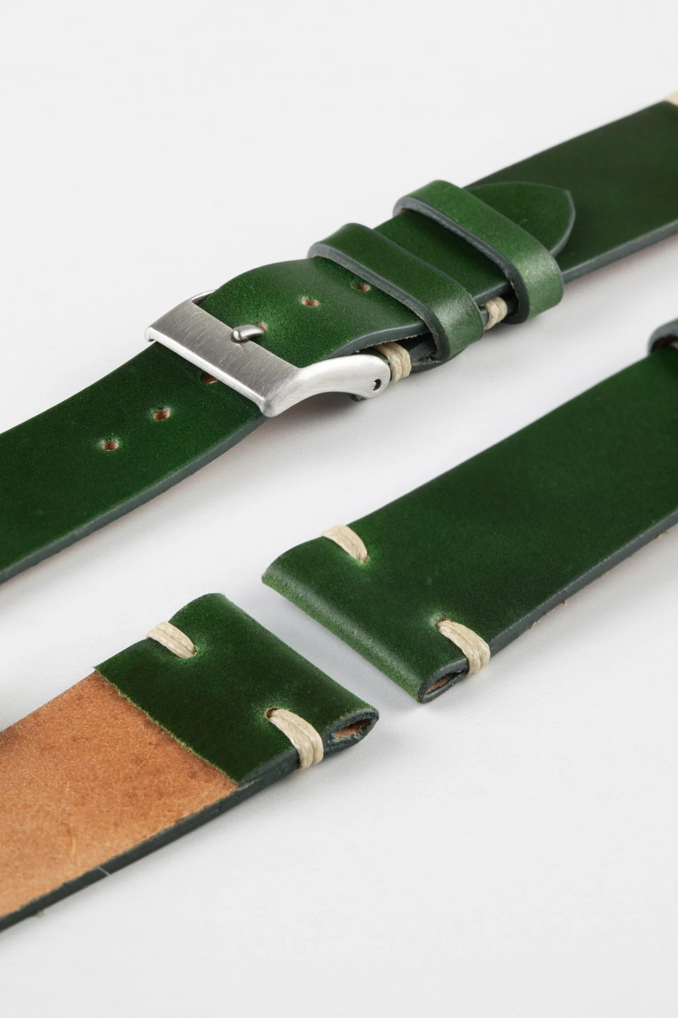 JPM Italian Shell Cordovan Watch Strap in GREEN - Image 6