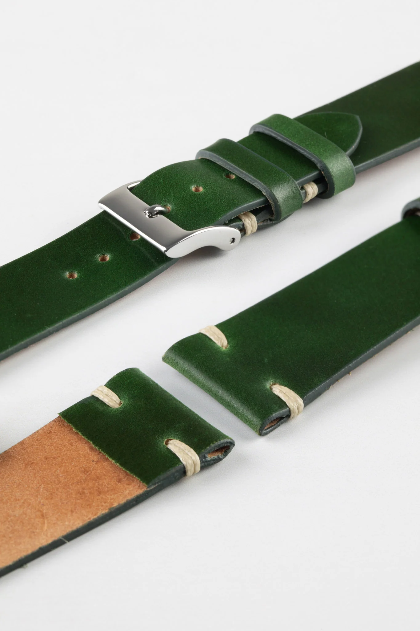 JPM Italian Shell Cordovan Watch Strap in GREEN - Image 7