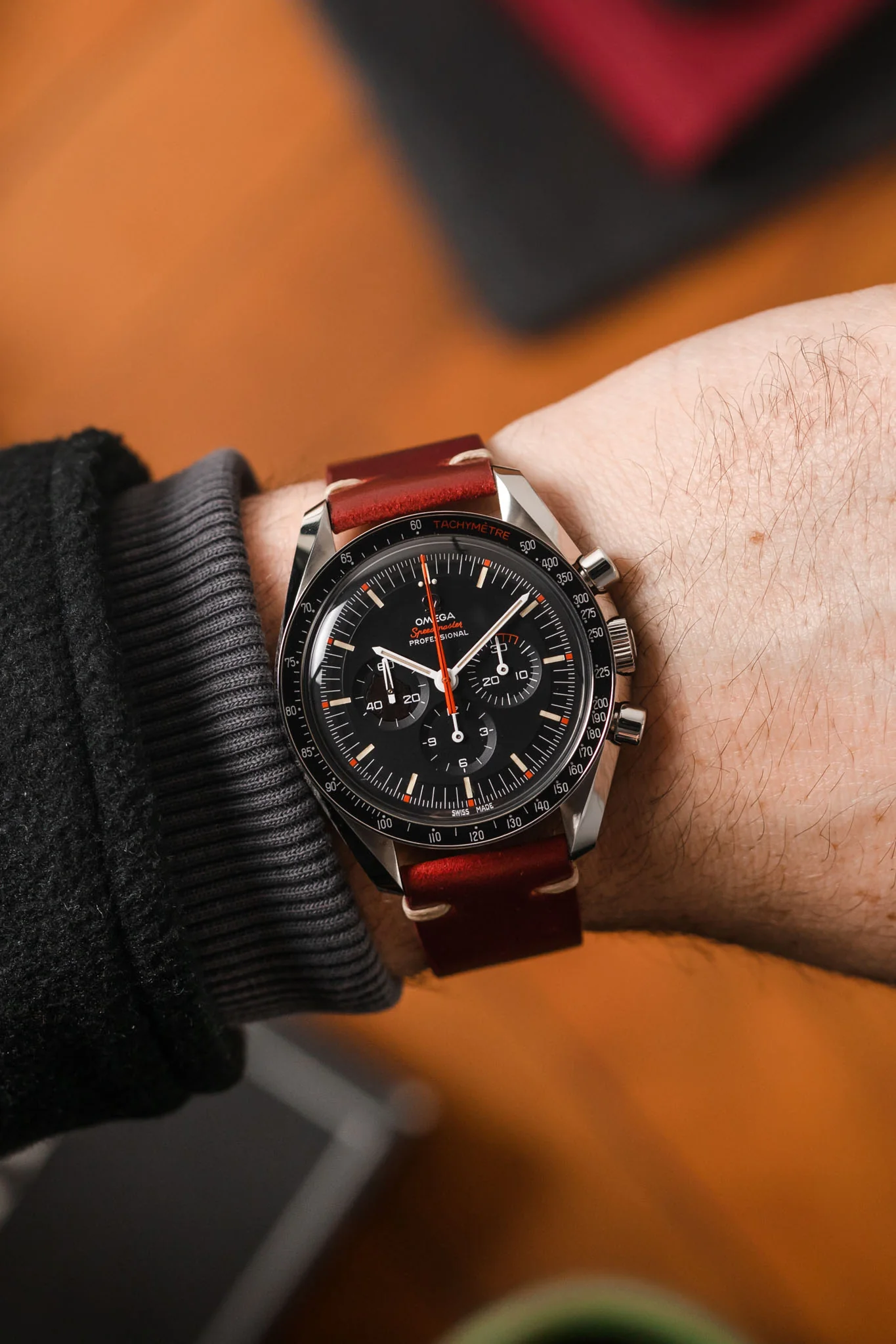 JPM Italian Shell Cordovan Watch Strap in RED - Image 2