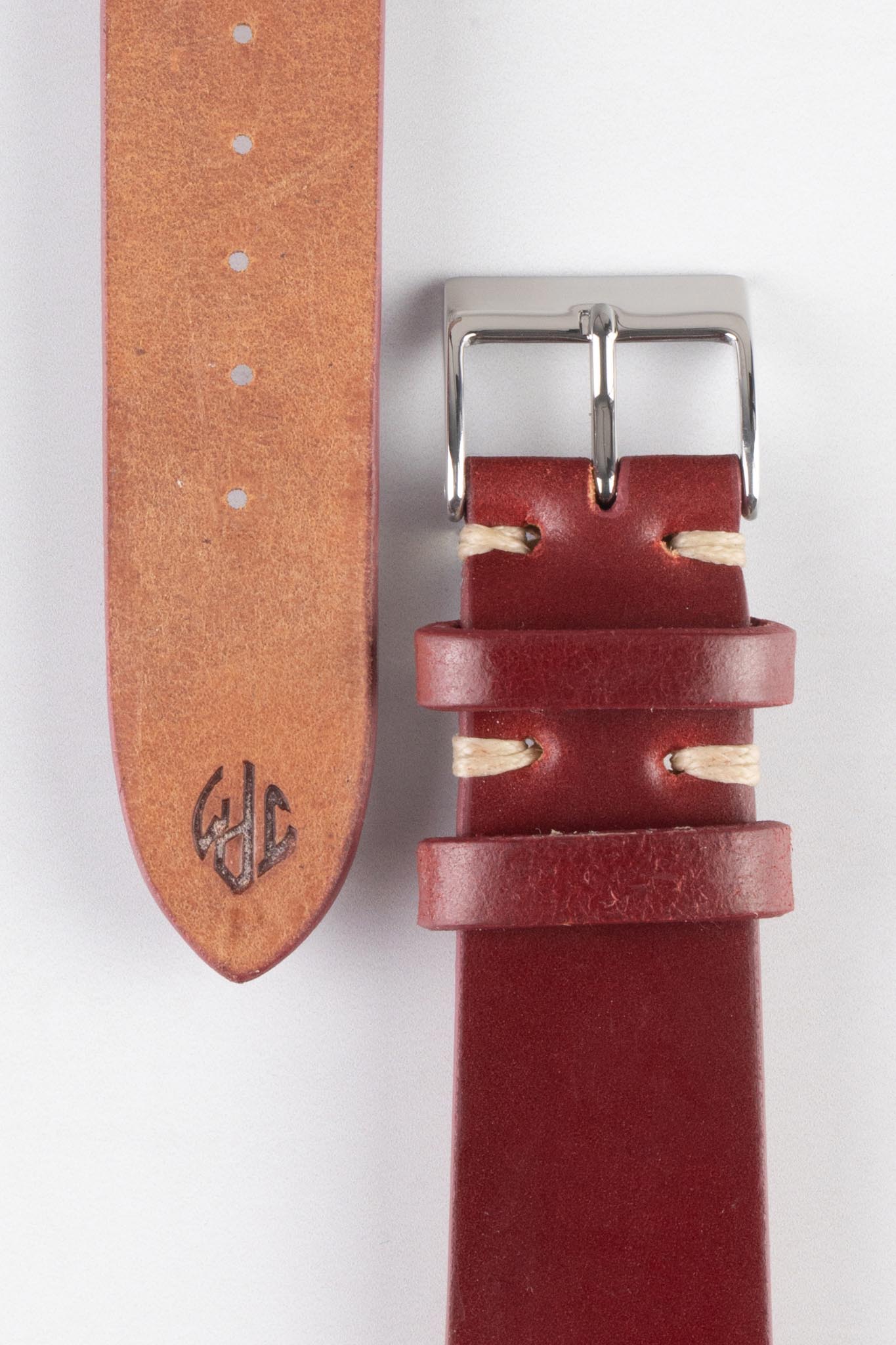 JPM Italian Shell Cordovan Watch Strap in RED - Image 3