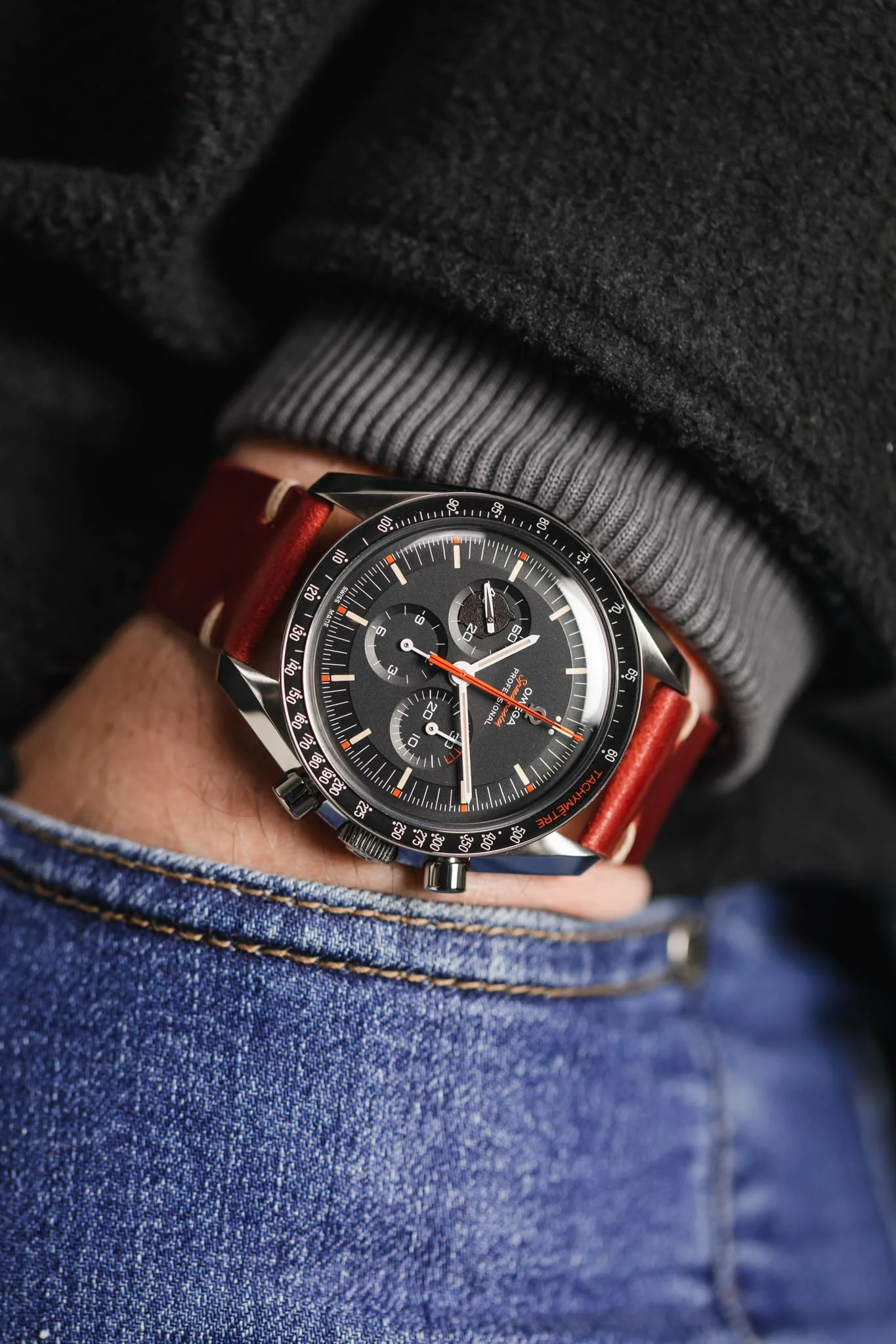 JPM Italian Shell Cordovan Watch Strap in RED - Image 4
