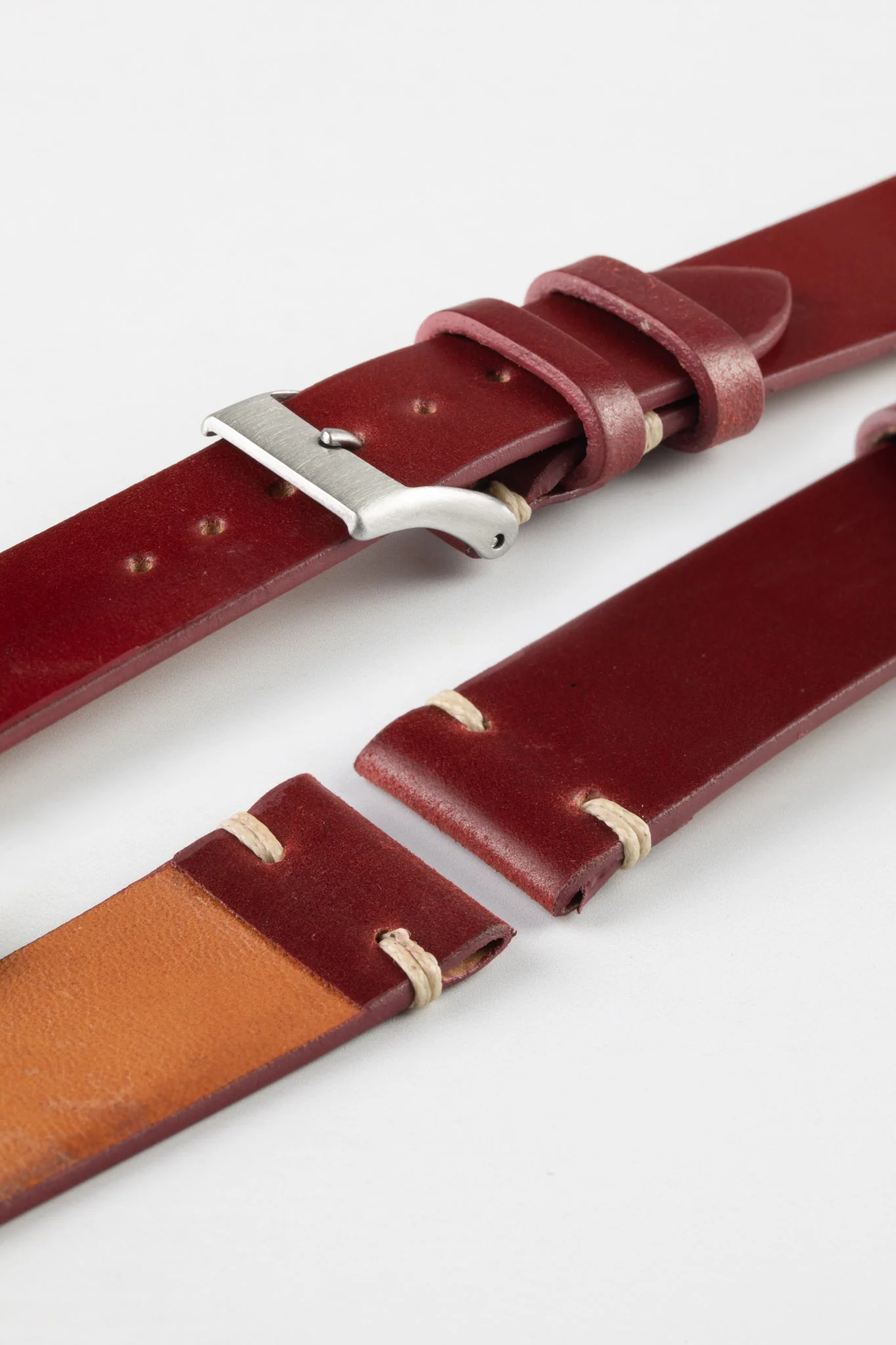 JPM Italian Shell Cordovan Watch Strap in RED - Image 6