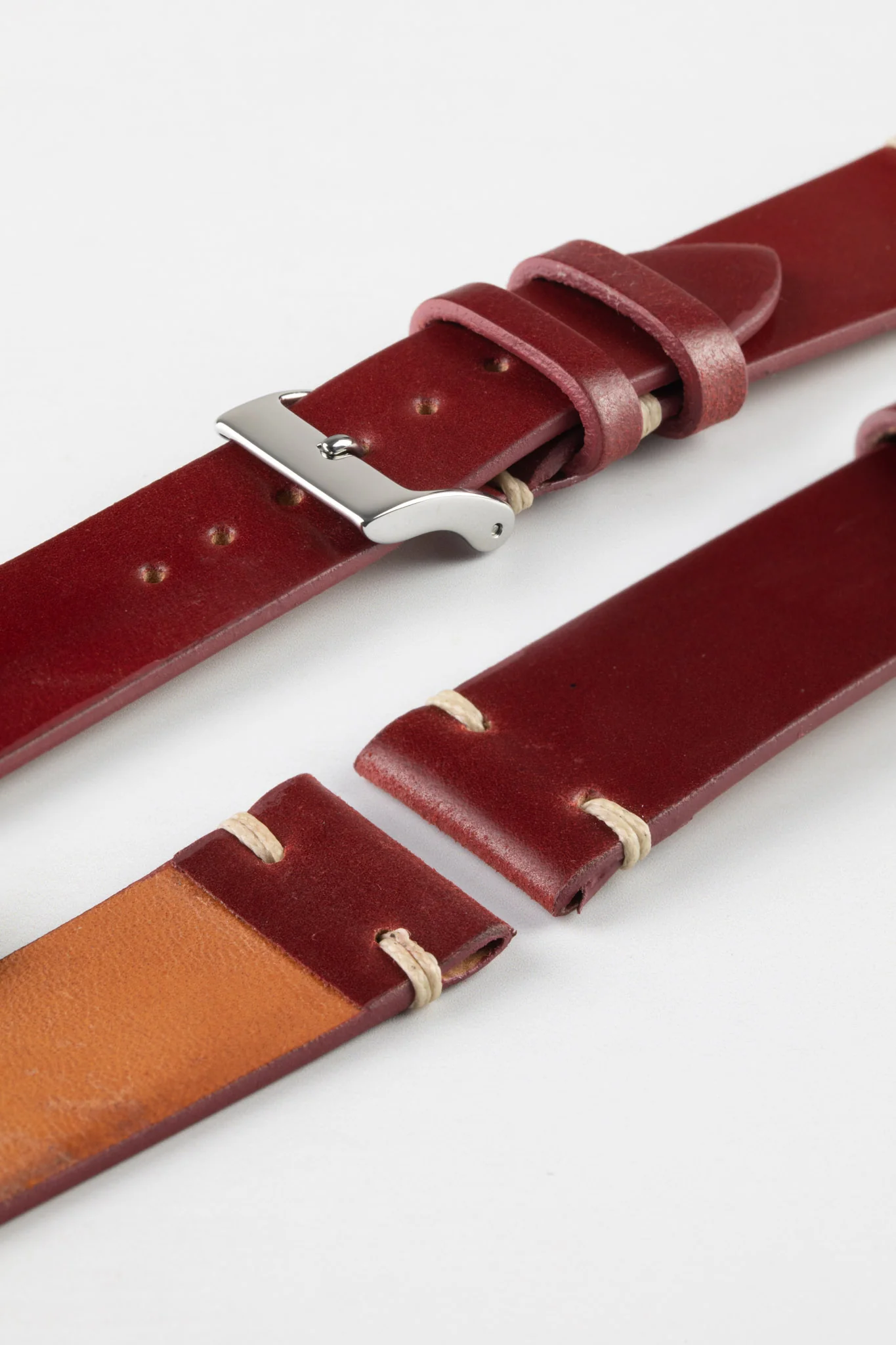 JPM Italian Shell Cordovan Watch Strap in RED - Image 7