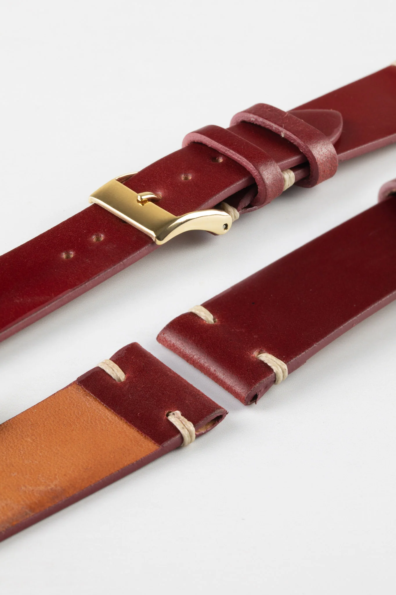 JPM Italian Shell Cordovan Watch Strap in RED - Image 8