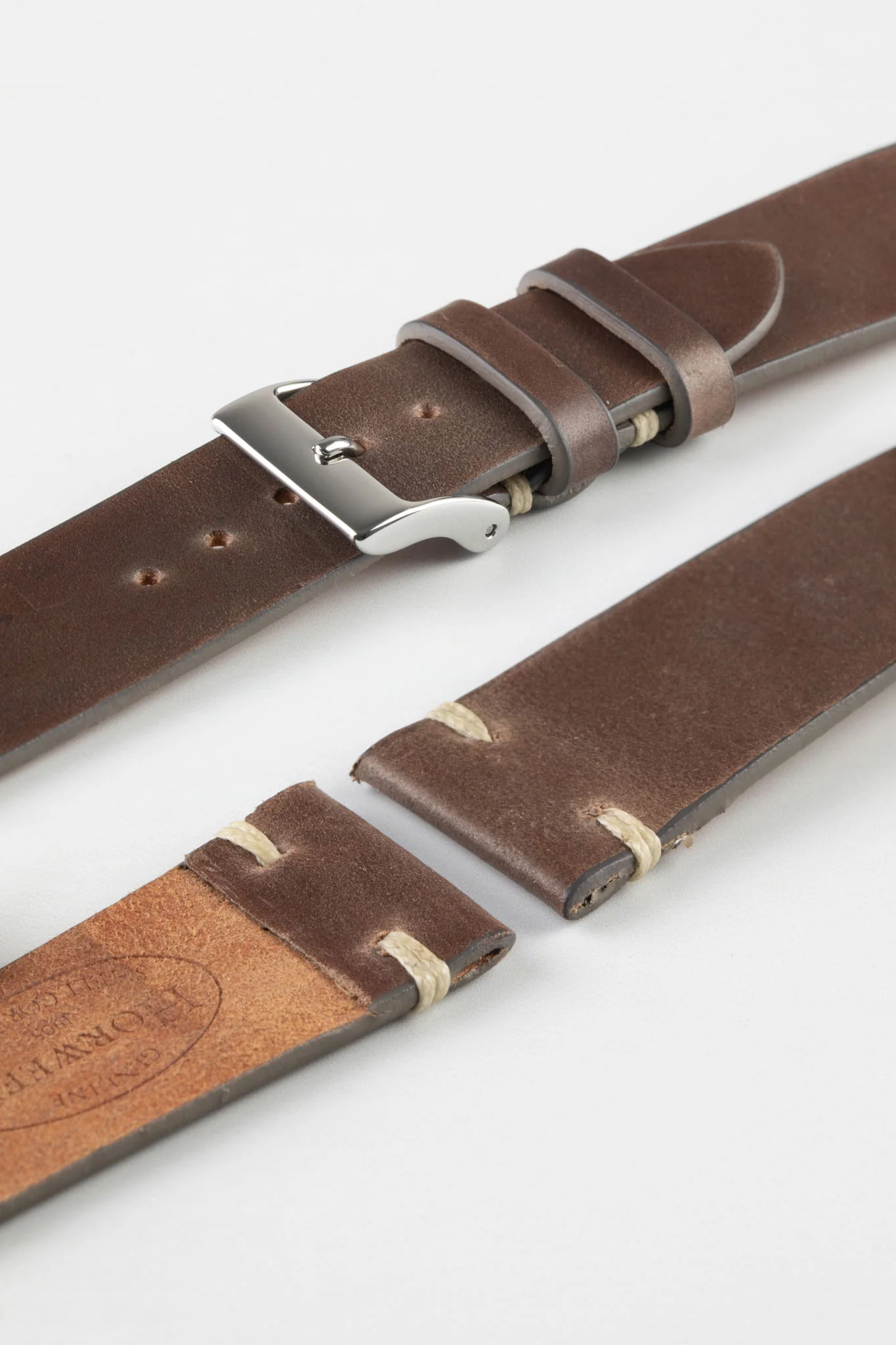 JPM Italian Shell Cordovan Watch Strap in TAUPE - Image 7