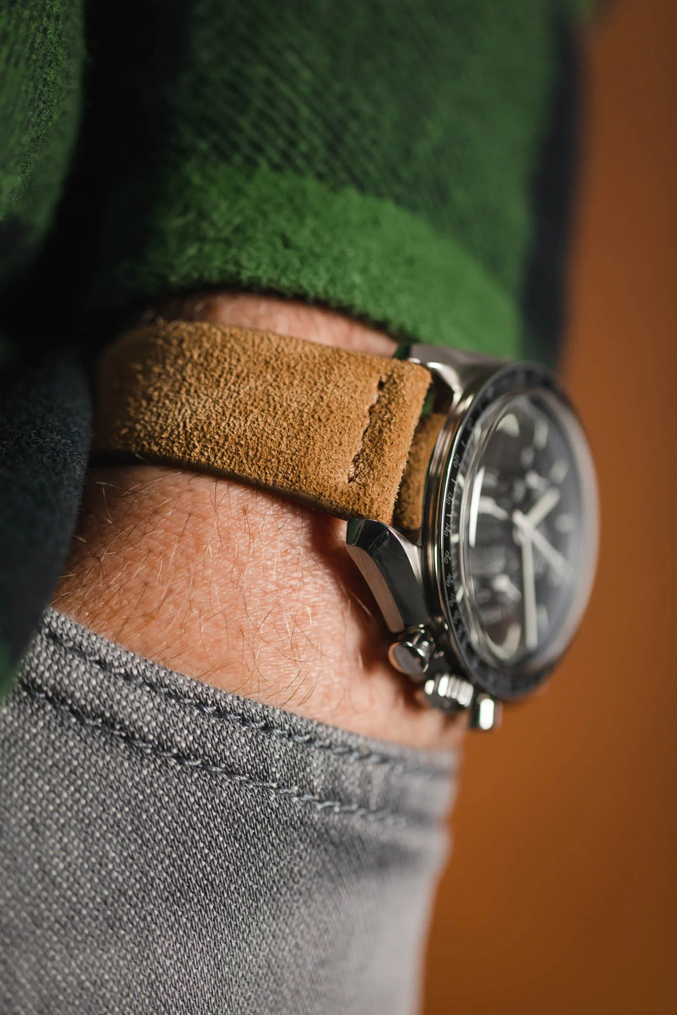 JPM Italian Suede Leather Watch Strap in BEIGE - Image 6