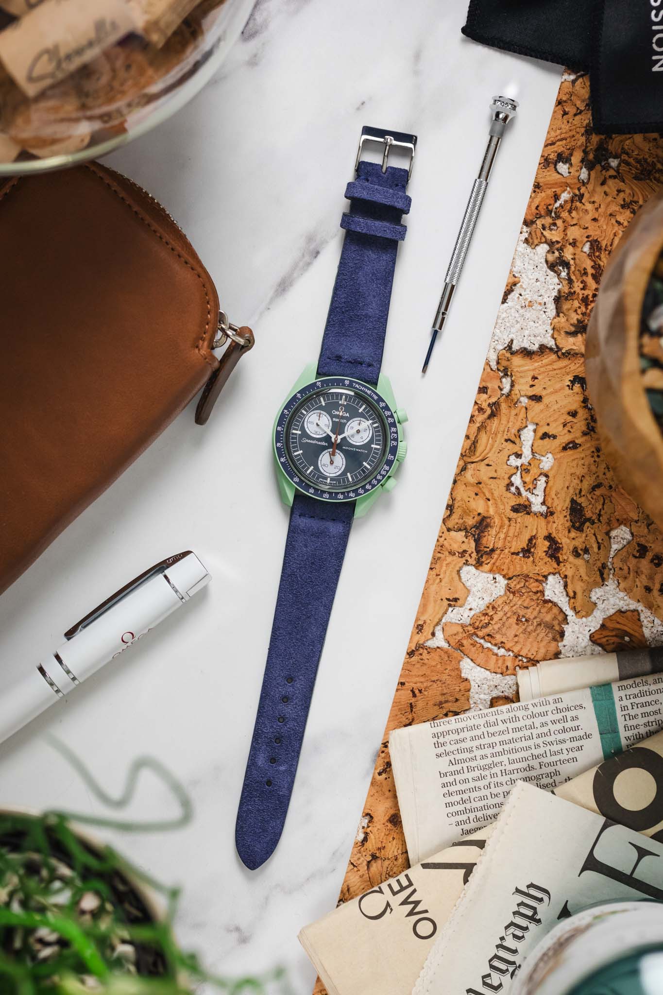 JPM Italian Suede Leather Watch Strap in BLUE - Image 10