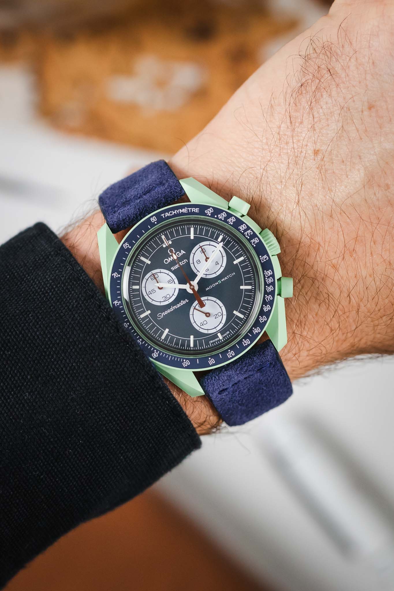 JPM Italian Suede Leather Watch Strap in BLUE - Image 2