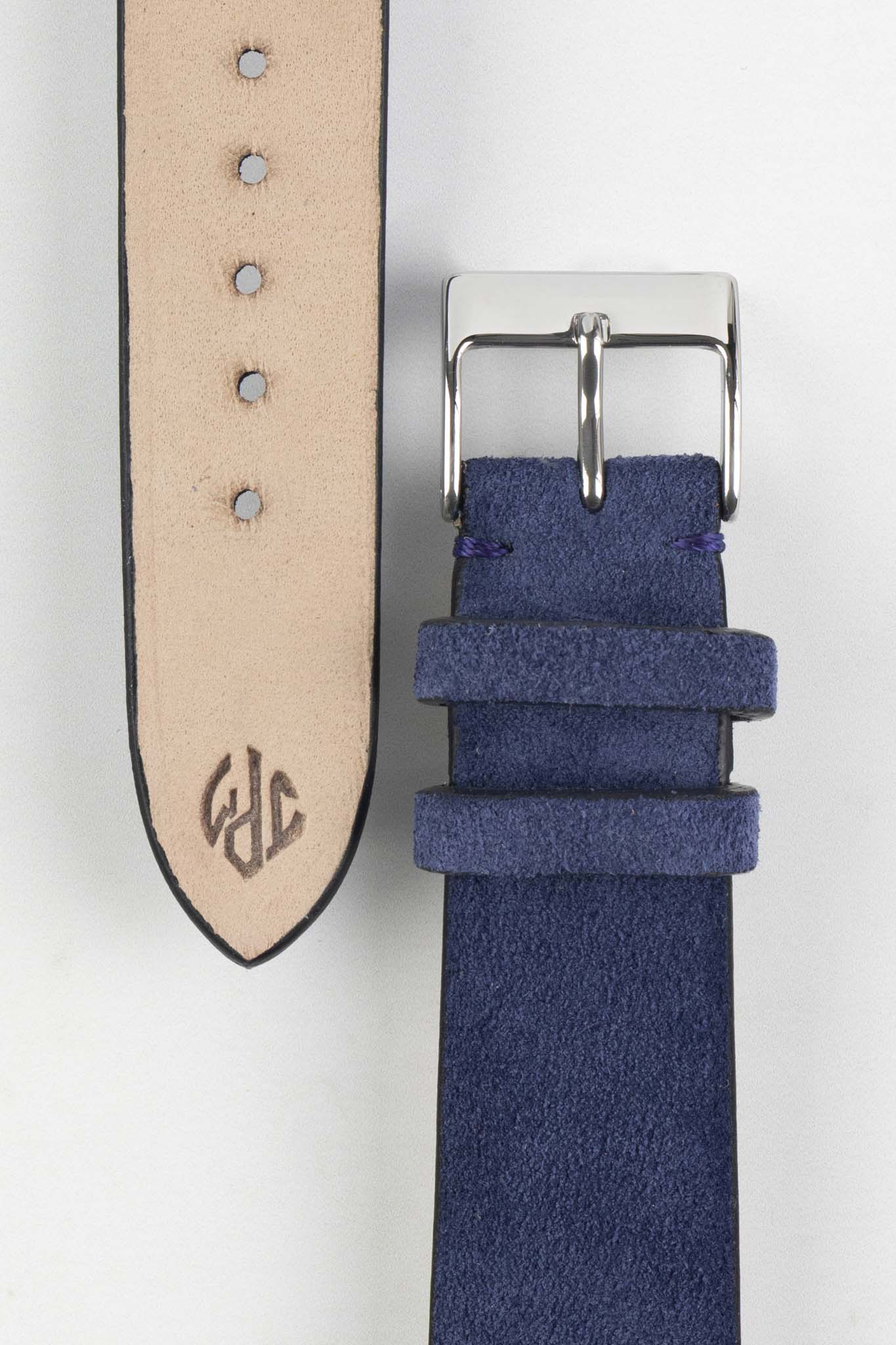 JPM Italian Suede Leather Watch Strap in BLUE - Image 3
