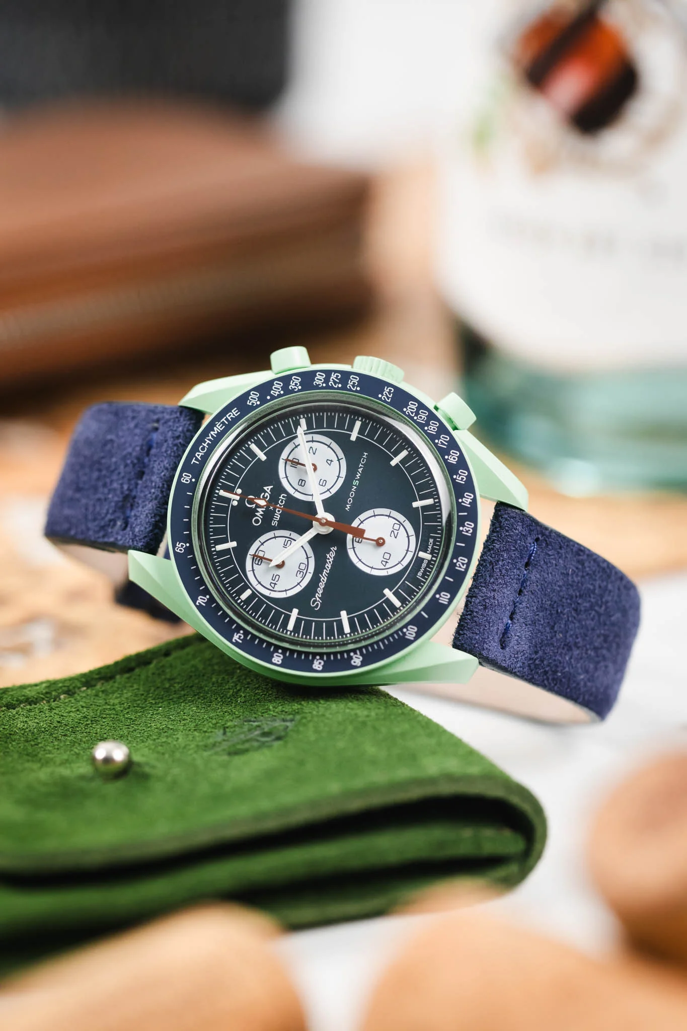 JPM Italian Suede Leather Watch Strap in BLUE - Image 4