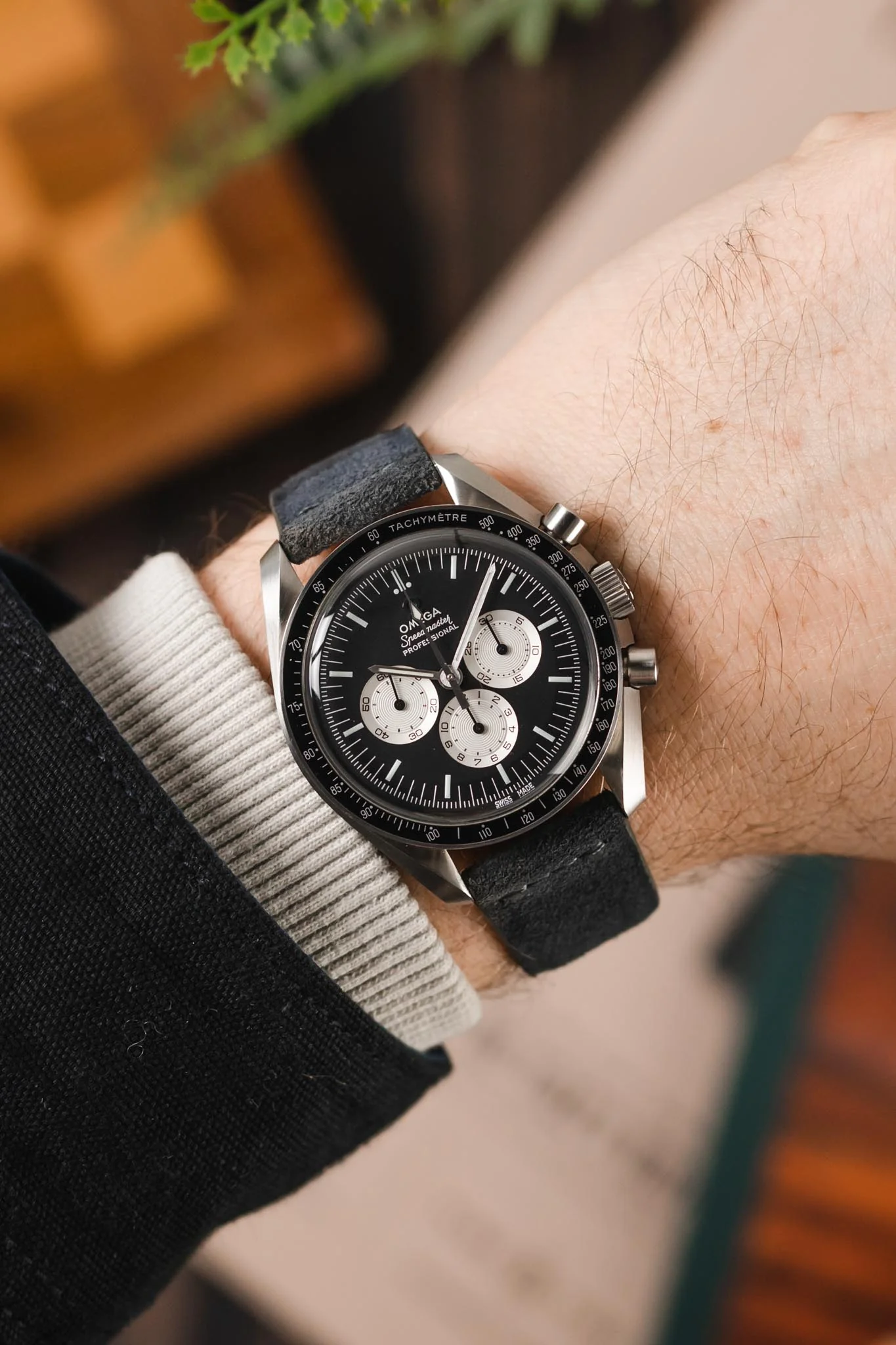JPM Italian Suede Leather Watch Strap in BLUE CAMOUFLAGE - Image 2