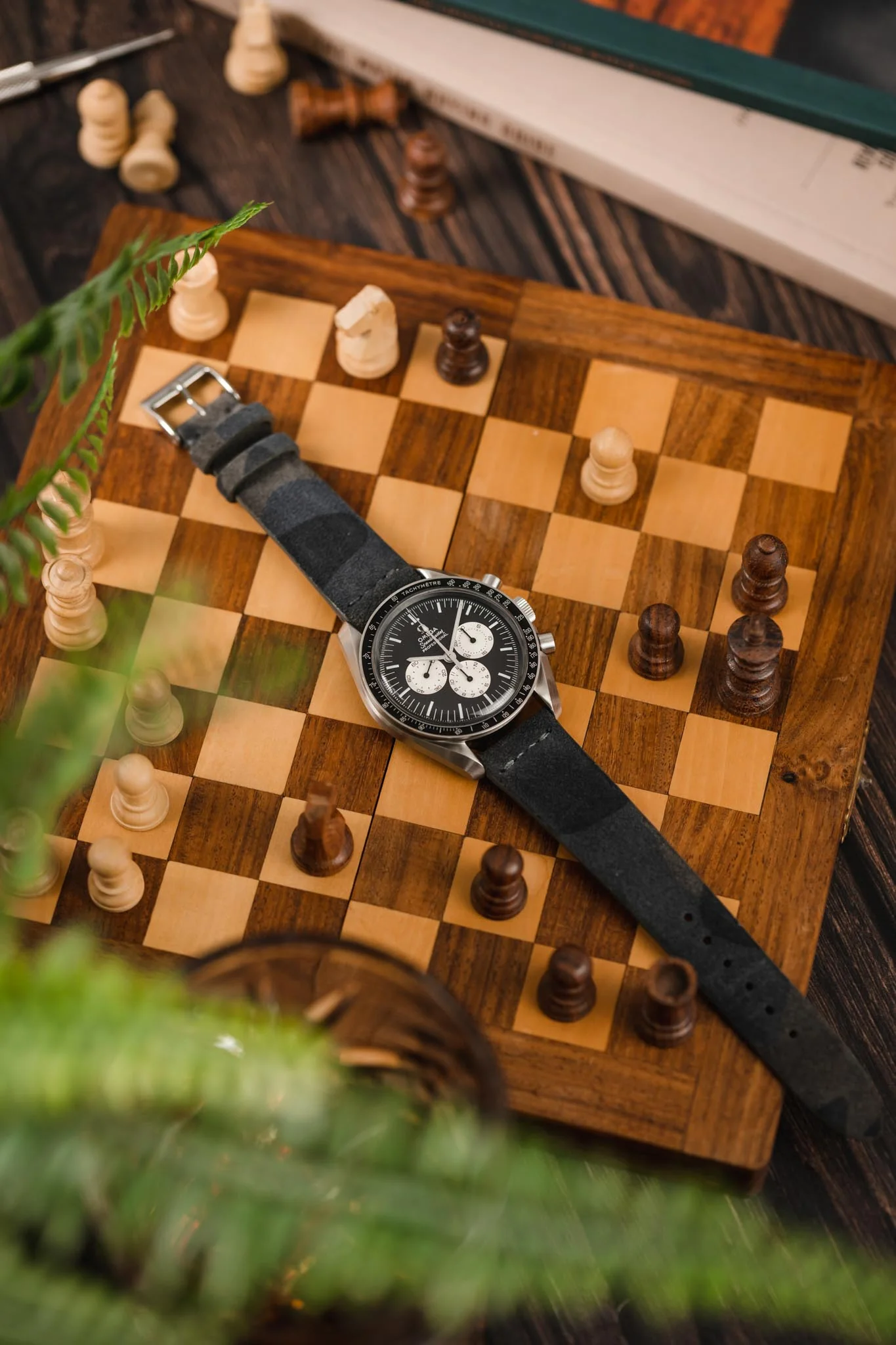 JPM Italian Suede Leather Watch Strap in BLUE CAMOUFLAGE - Image 4