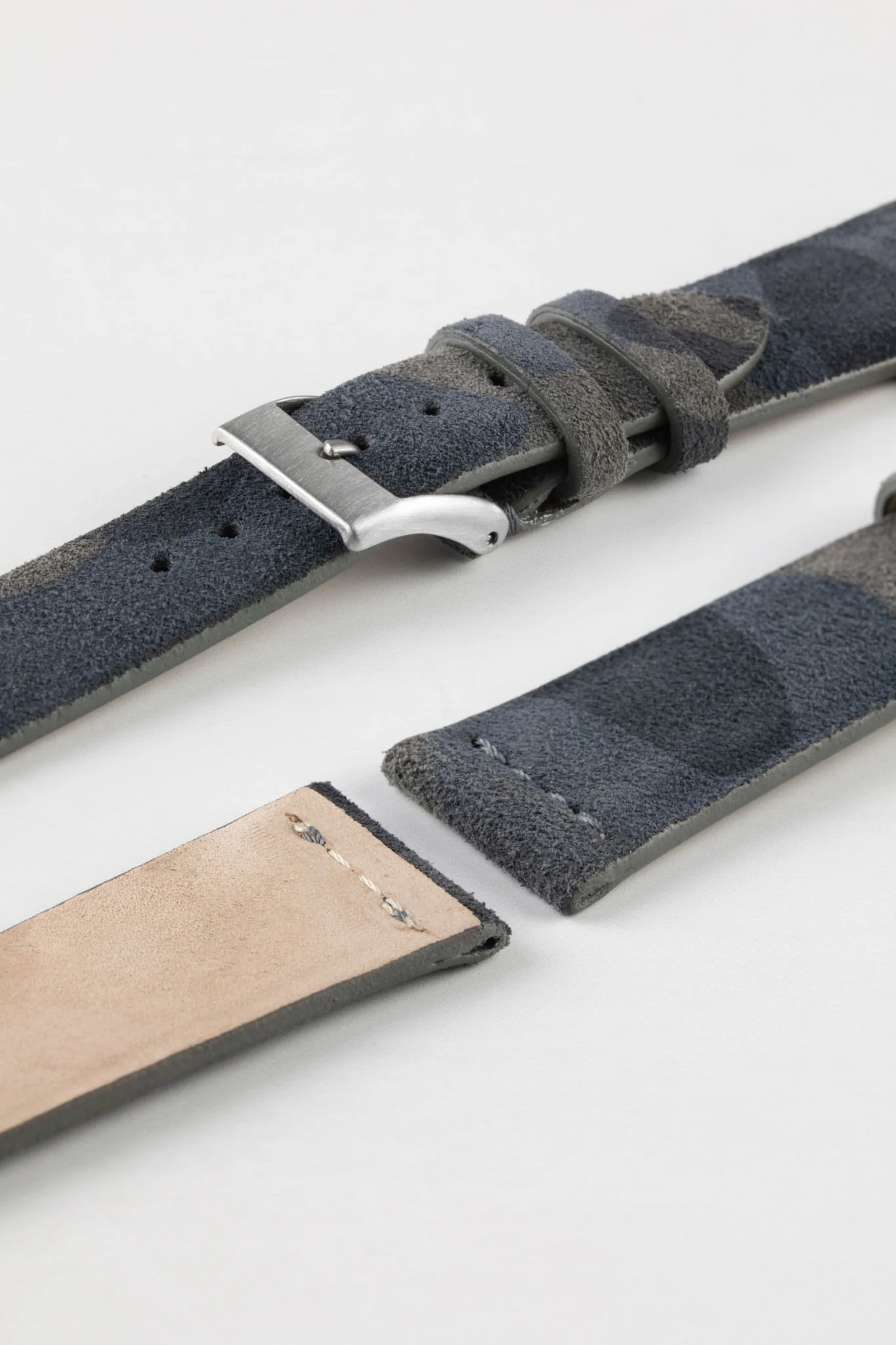 JPM Italian Suede Leather Watch Strap in BLUE CAMOUFLAGE - Image 7